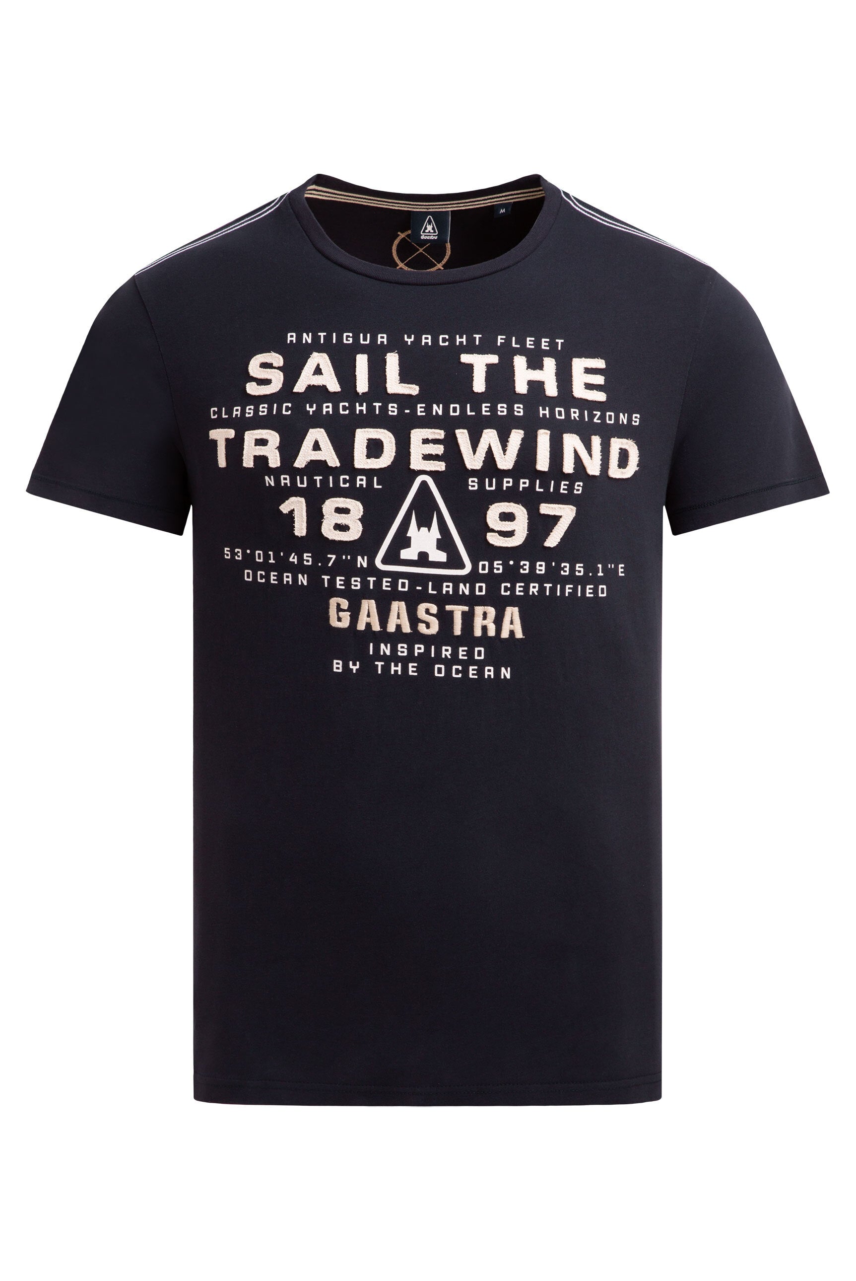 T-Shirt Rundhals mit Canvas-Applikationen blue navy