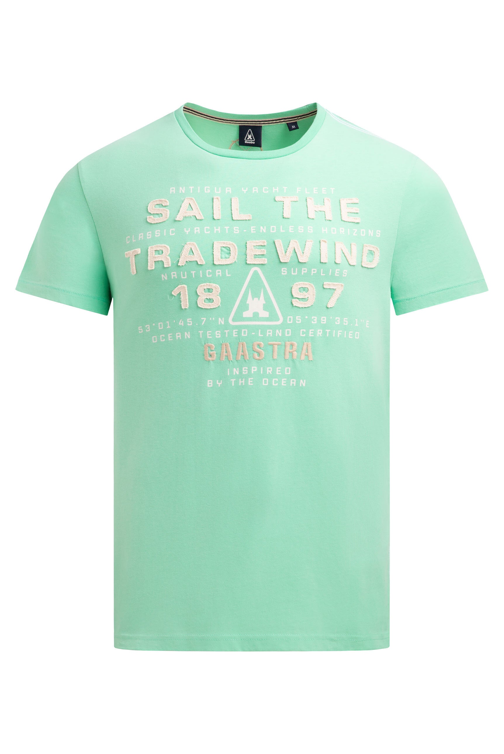 T-Shirt Rundhals mit Canvas-Applikationen reef green