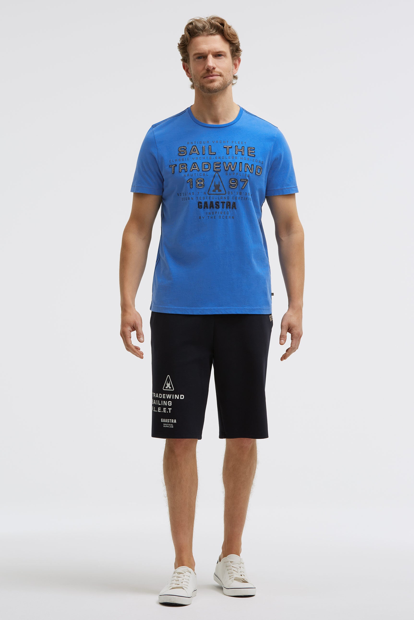 T-Shirt Rundhals mit Canvas-Applikationen blue horizon