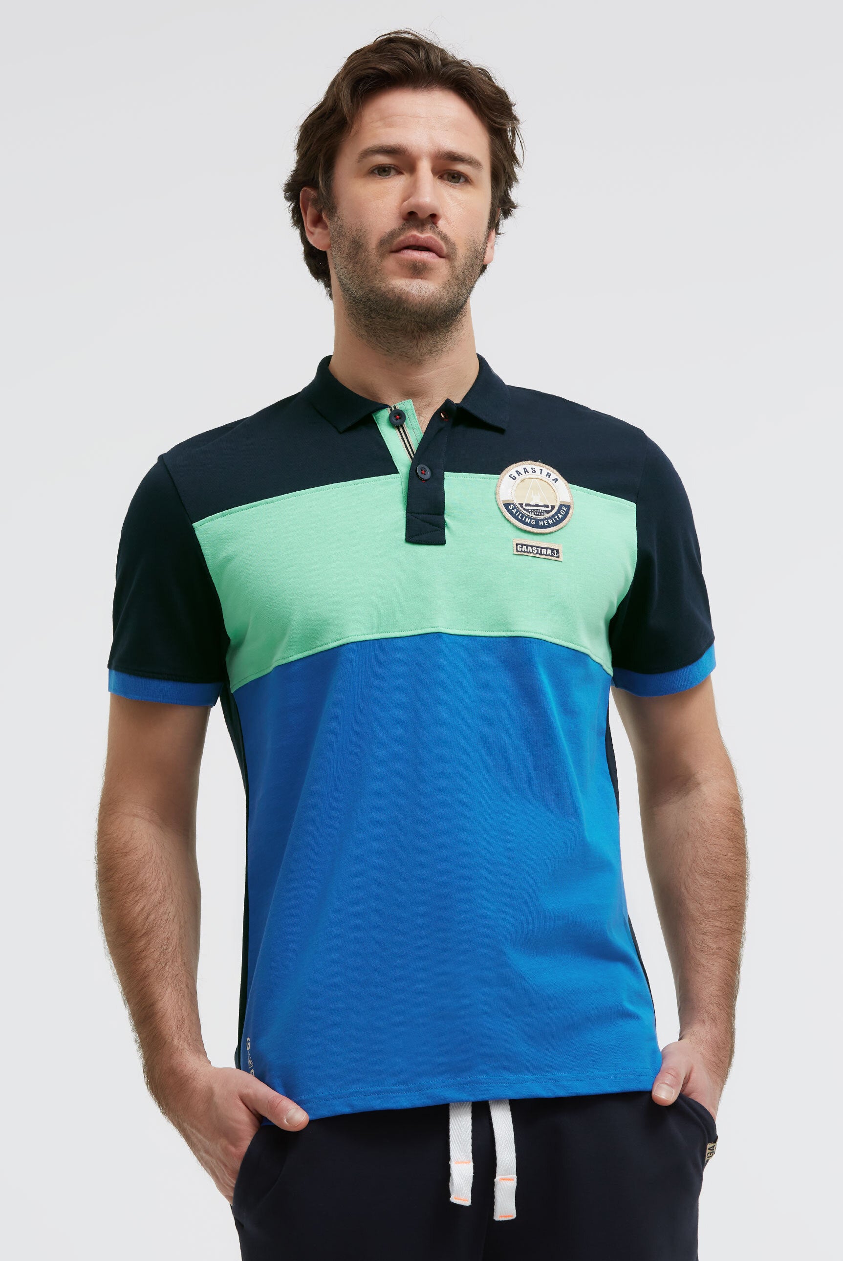 Poloshirt met cut-sew colour-blocking
