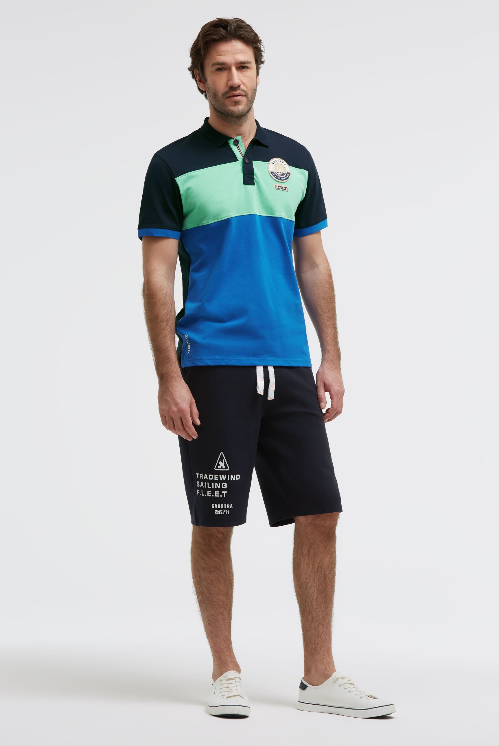 Poloshirt met cut-sew colour-blocking