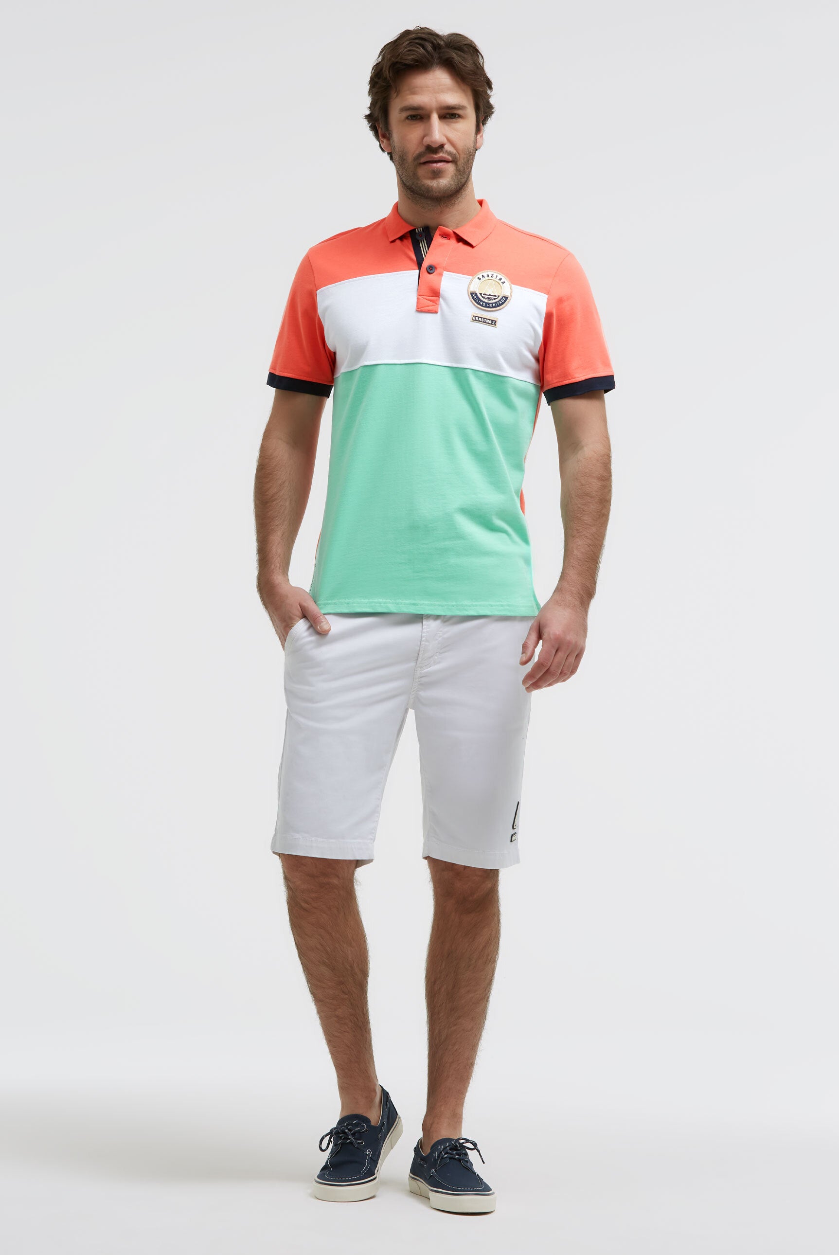 Poloshirt met cut-sew colour-blocking