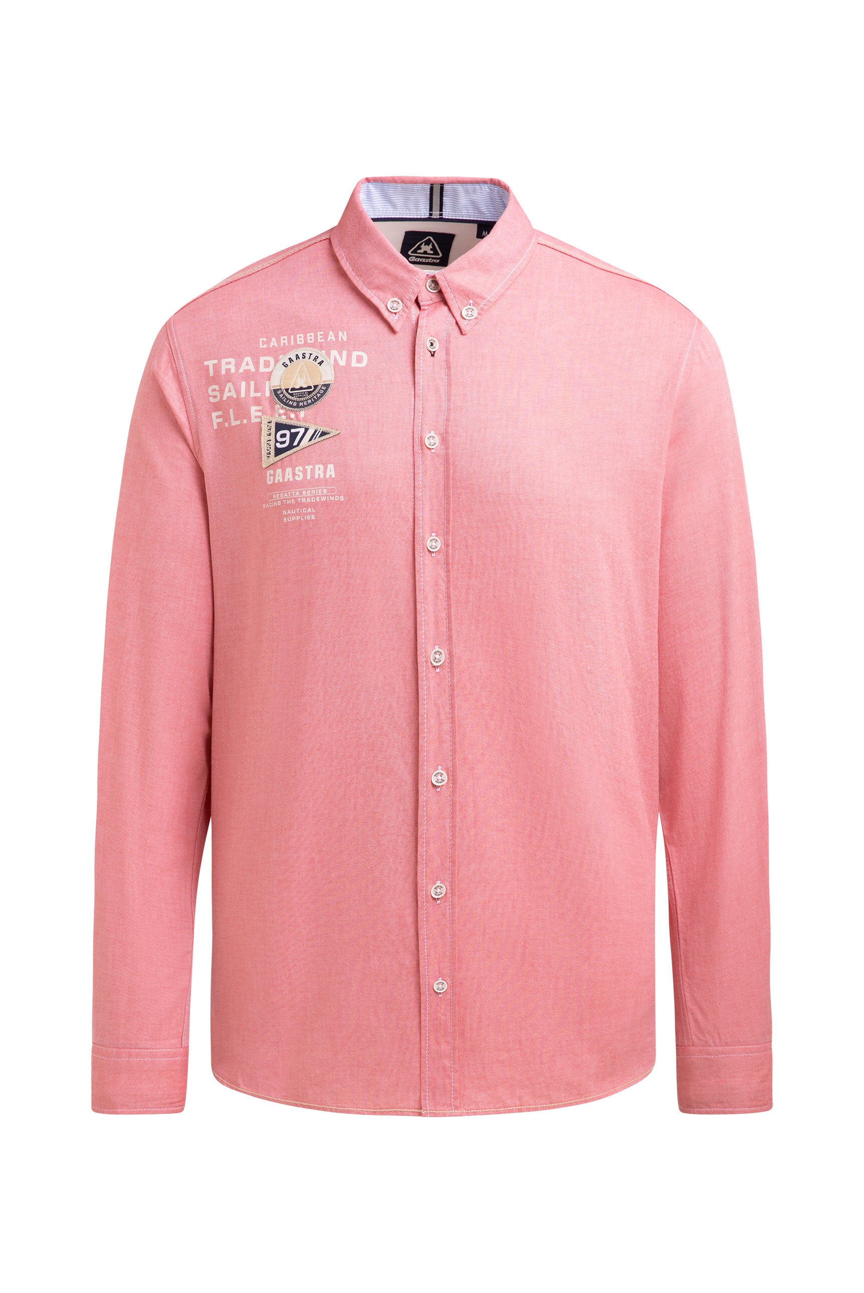 Oxford Langarmhemd mit Back Artwork coral
