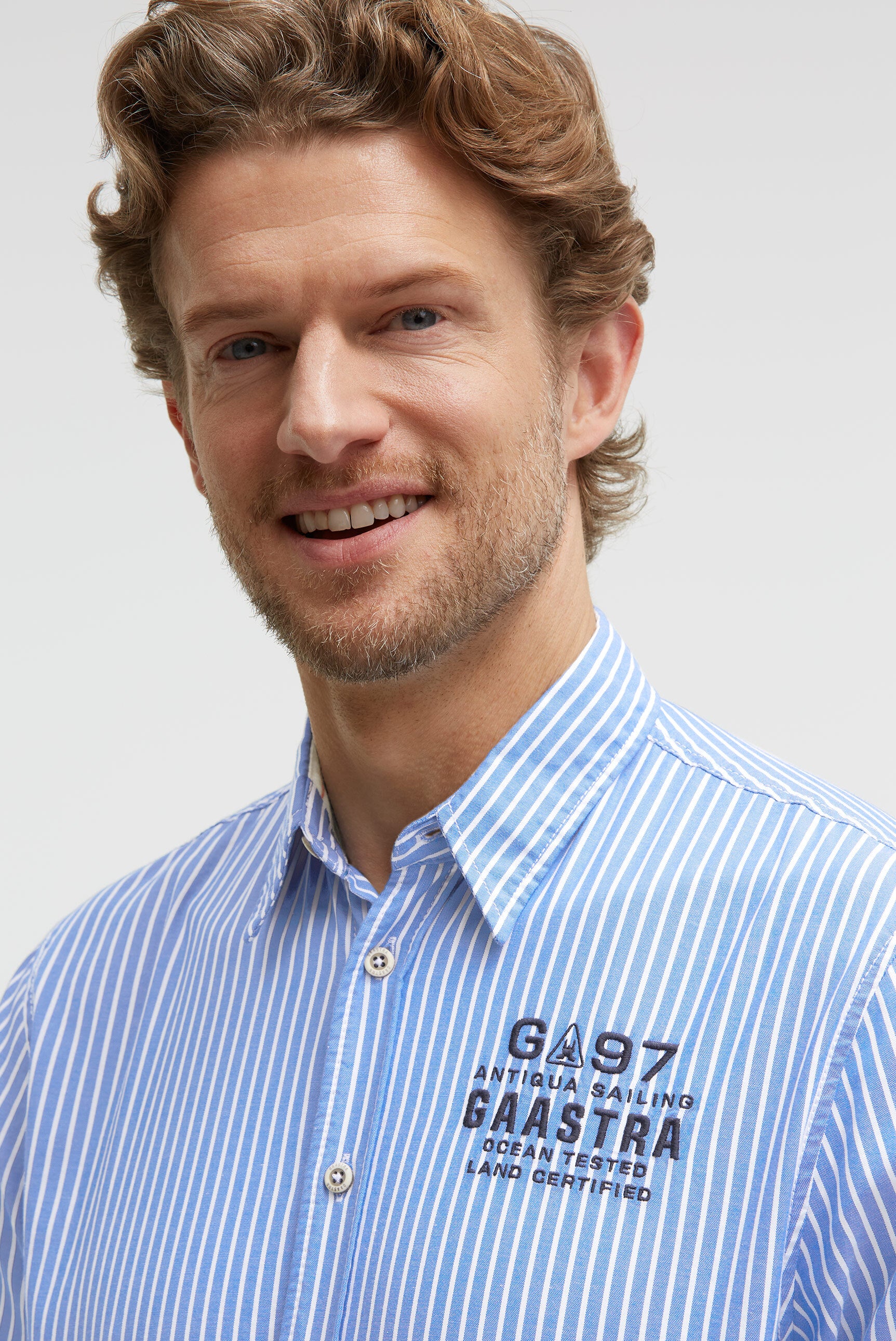 Oxford long-sleeved shirt, striped with artwork