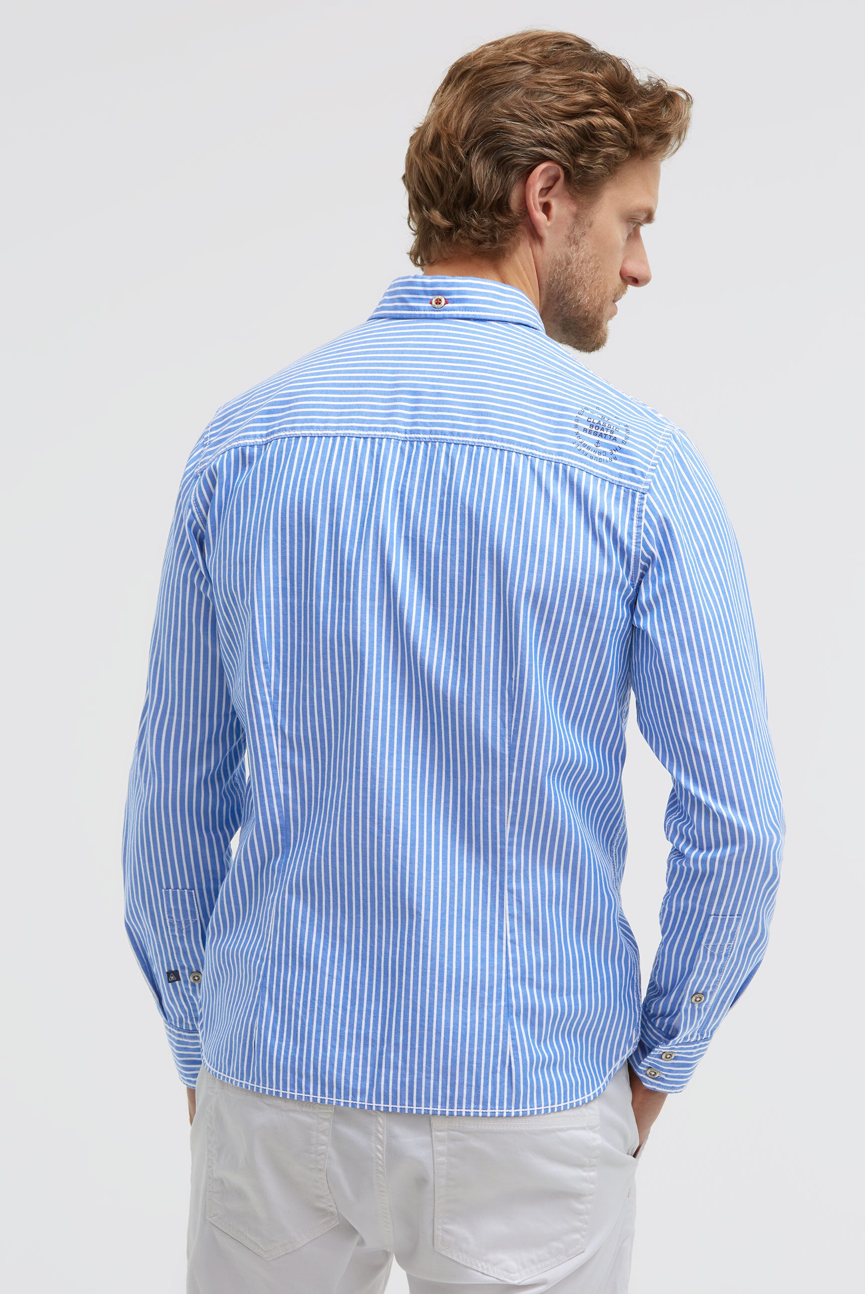 Oxford long-sleeved shirt, striped with artwork