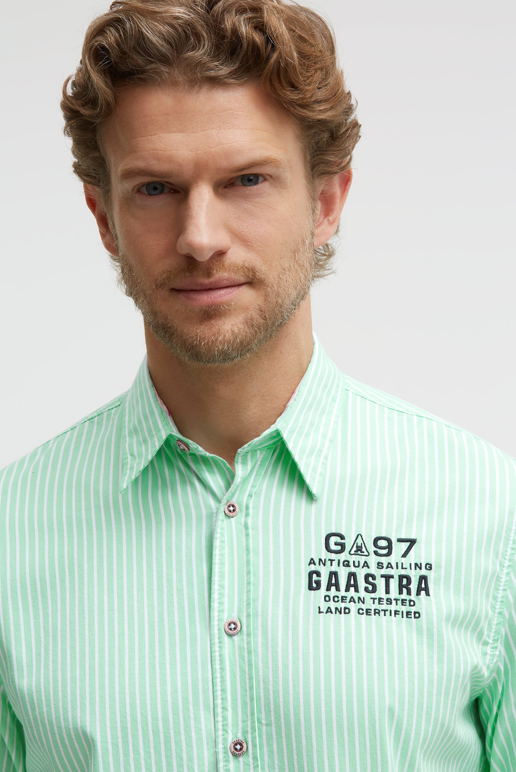 Oxford long-sleeved shirt, striped with artwork