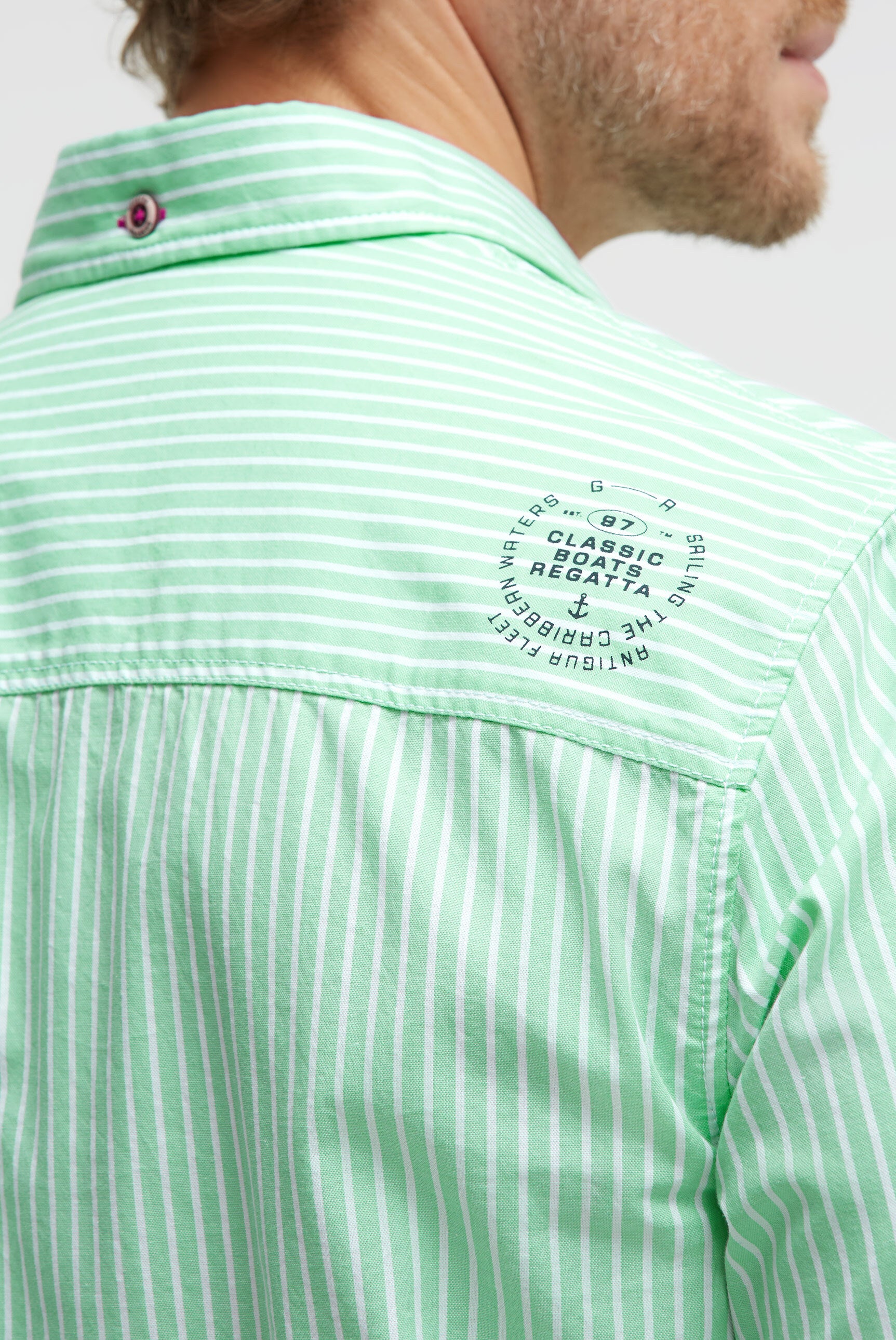 Oxford long-sleeved shirt, striped with artwork