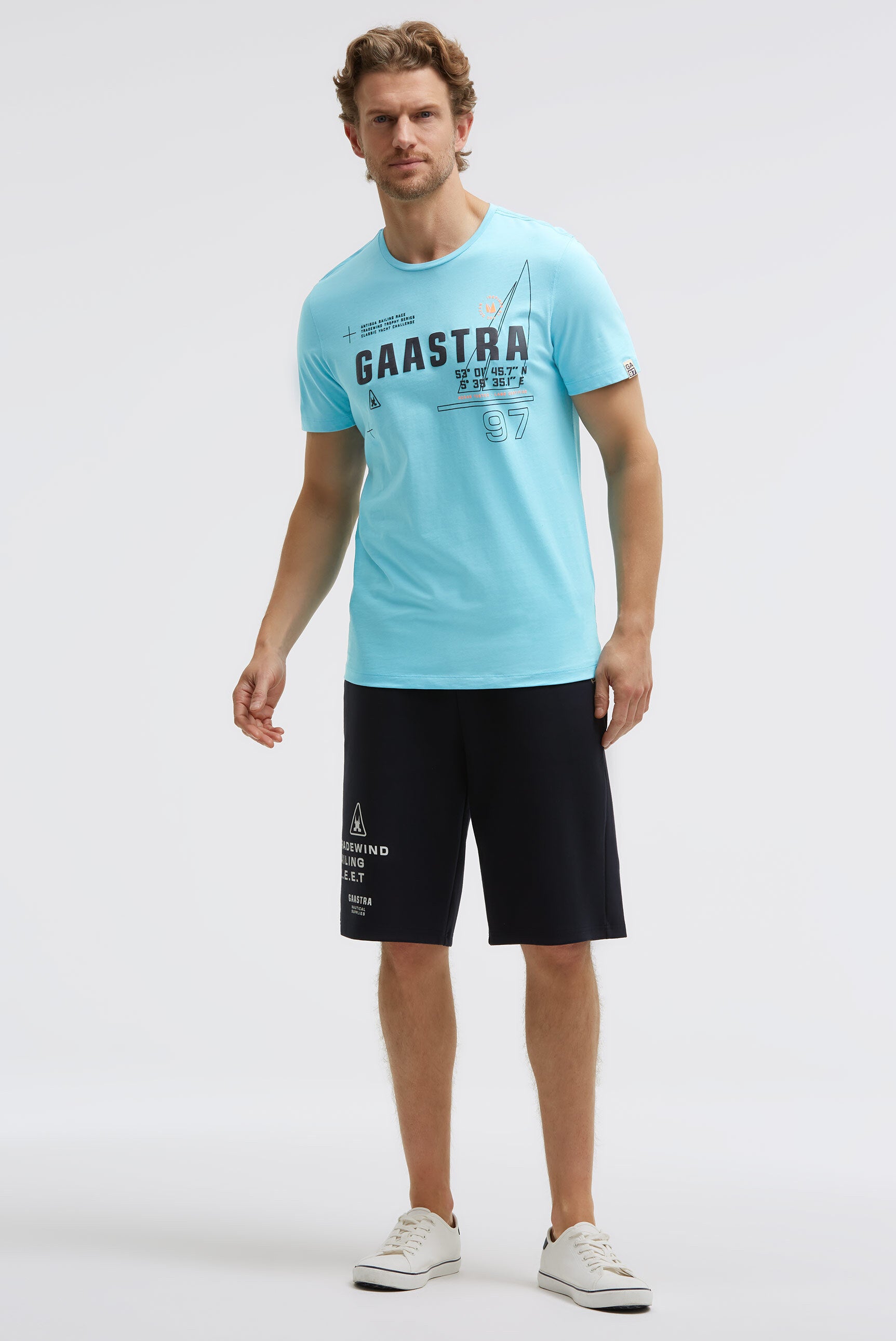 T-Shirt Rundhals mit Rubber Logo Artwork aquarius