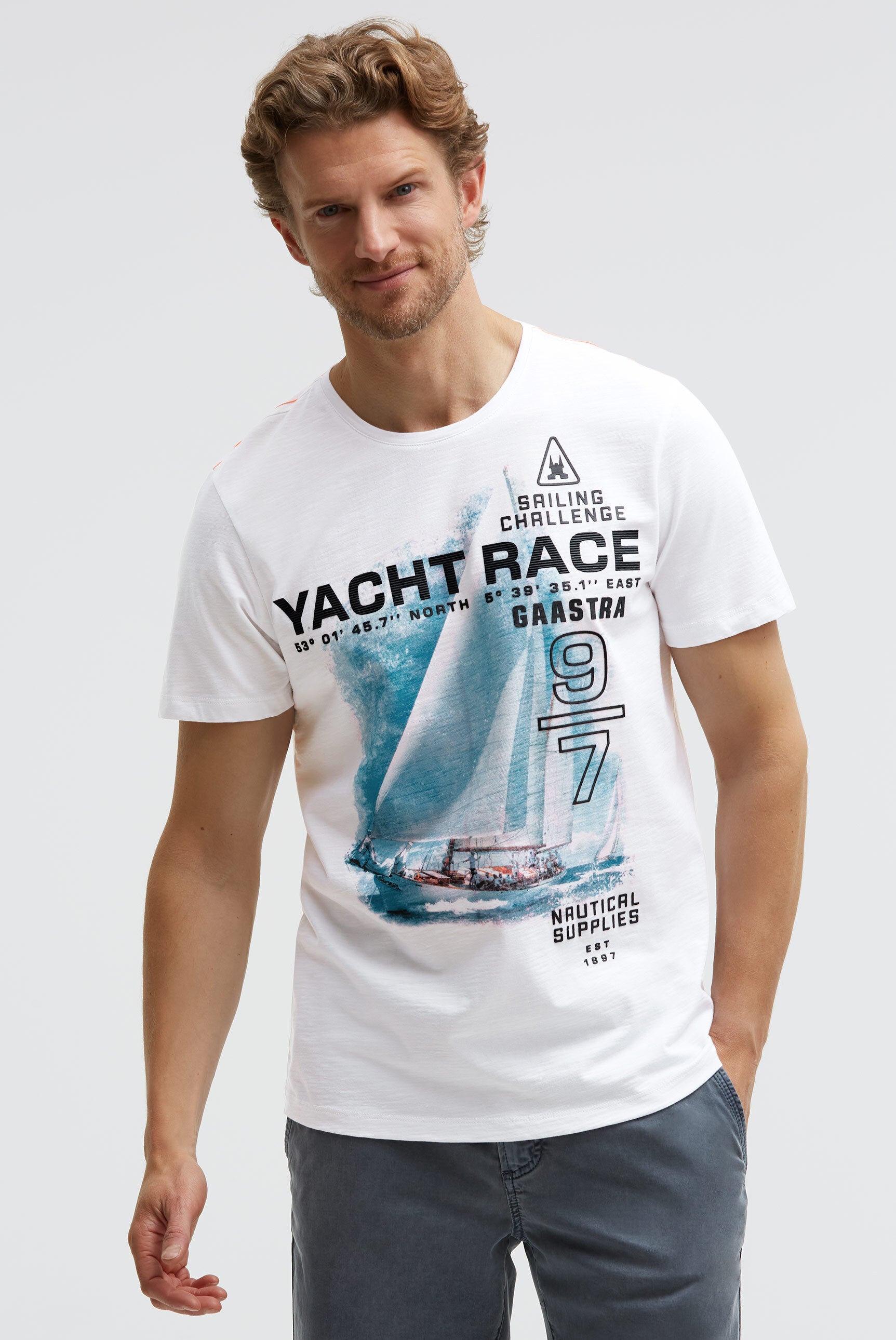 T-Shirt Rundhals mit Photoprint opticwhite
