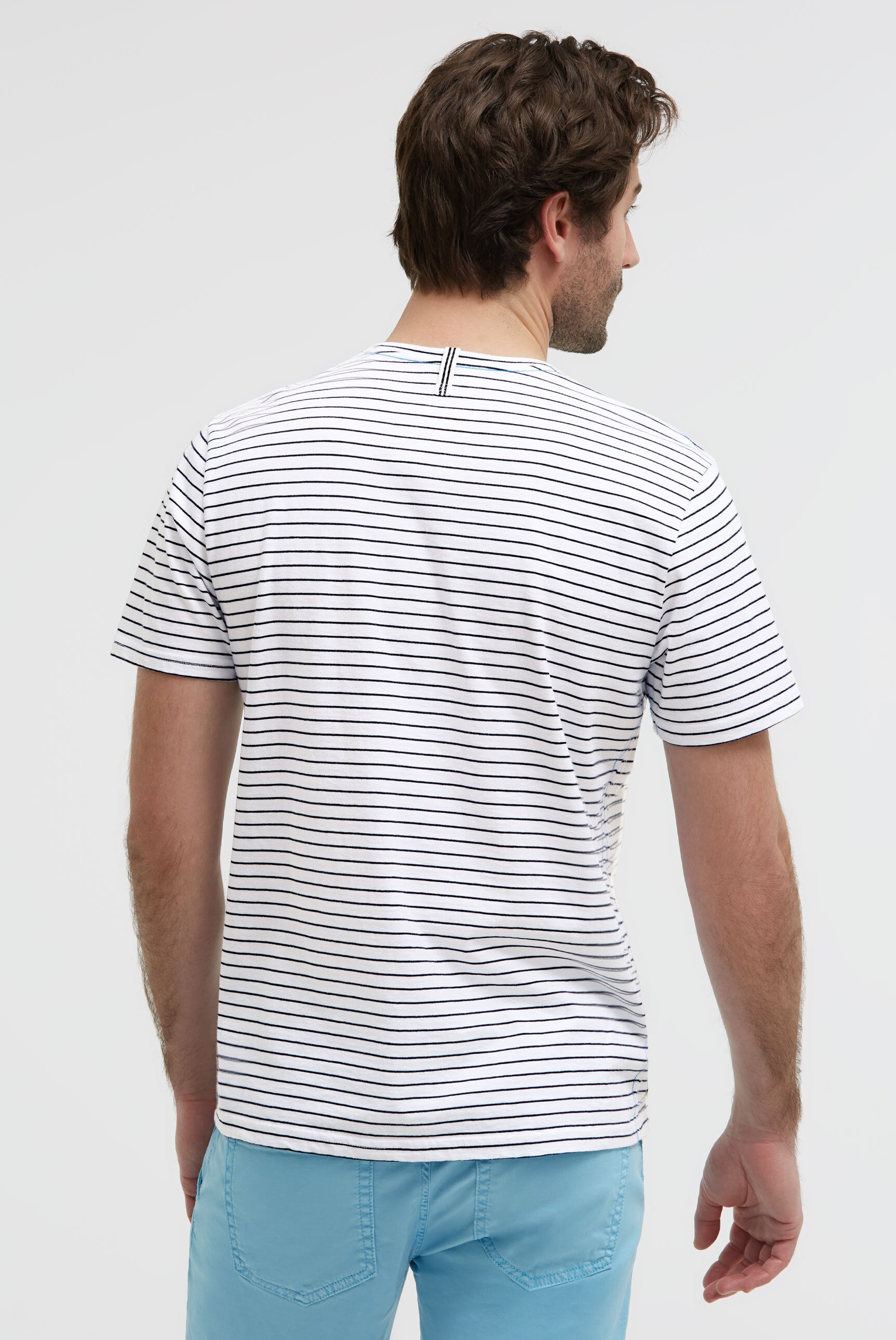 T-Shirt Rundhals Streifen mit Rubber Artwork opticwhite