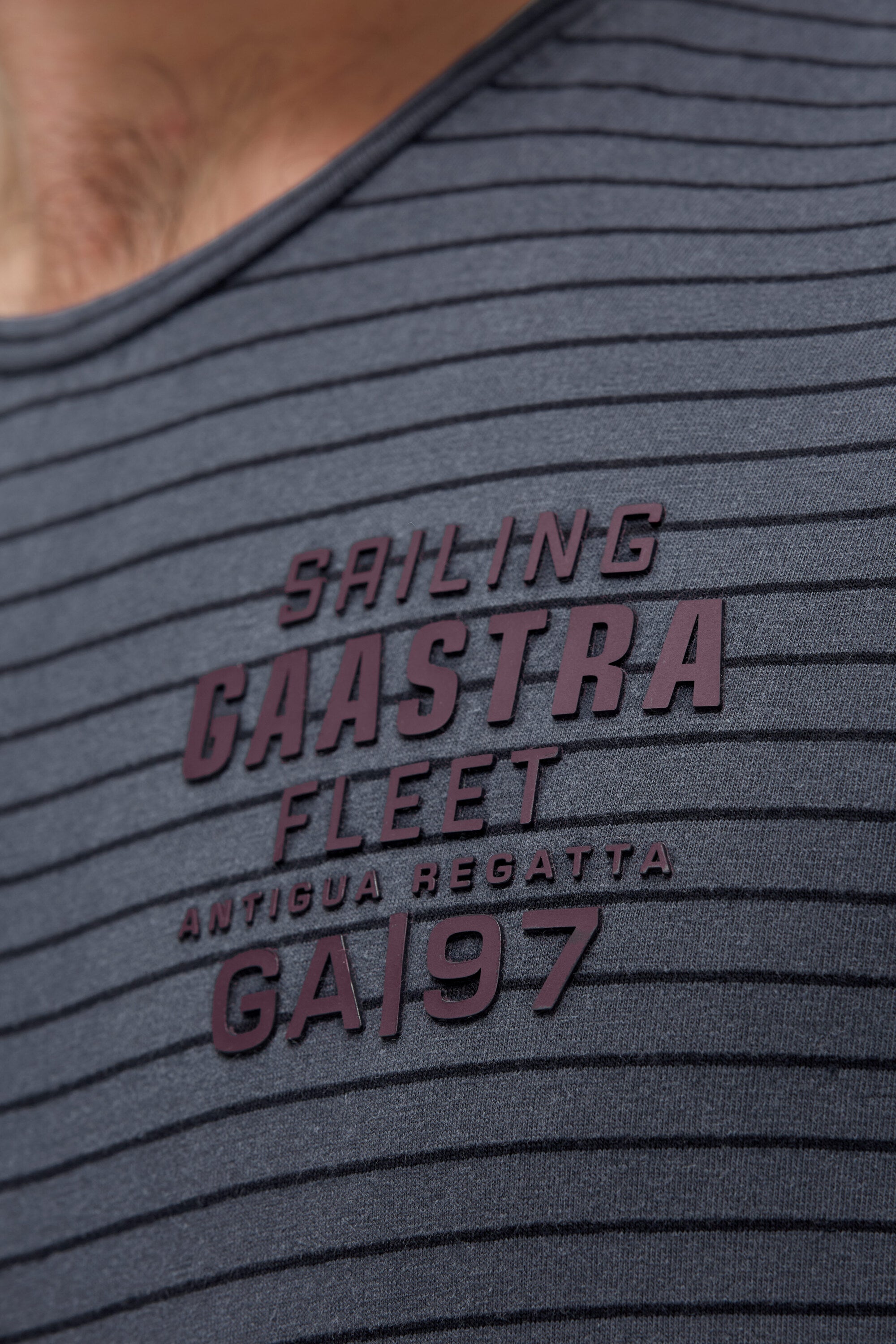 T-Shirt Rundhals Streifen mit Rubber Artwork blue navy