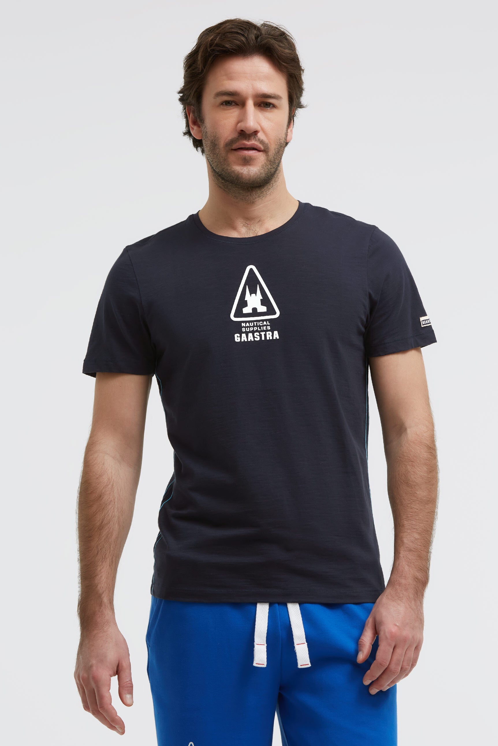 T-Shirt Rundhals mit Rubber Back Print blue navy