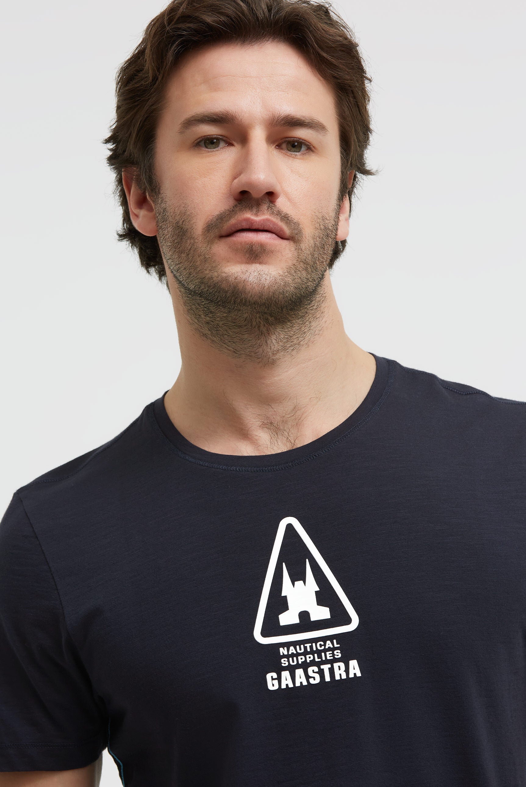 T-Shirt Rundhals mit Rubber Back Print blue navy