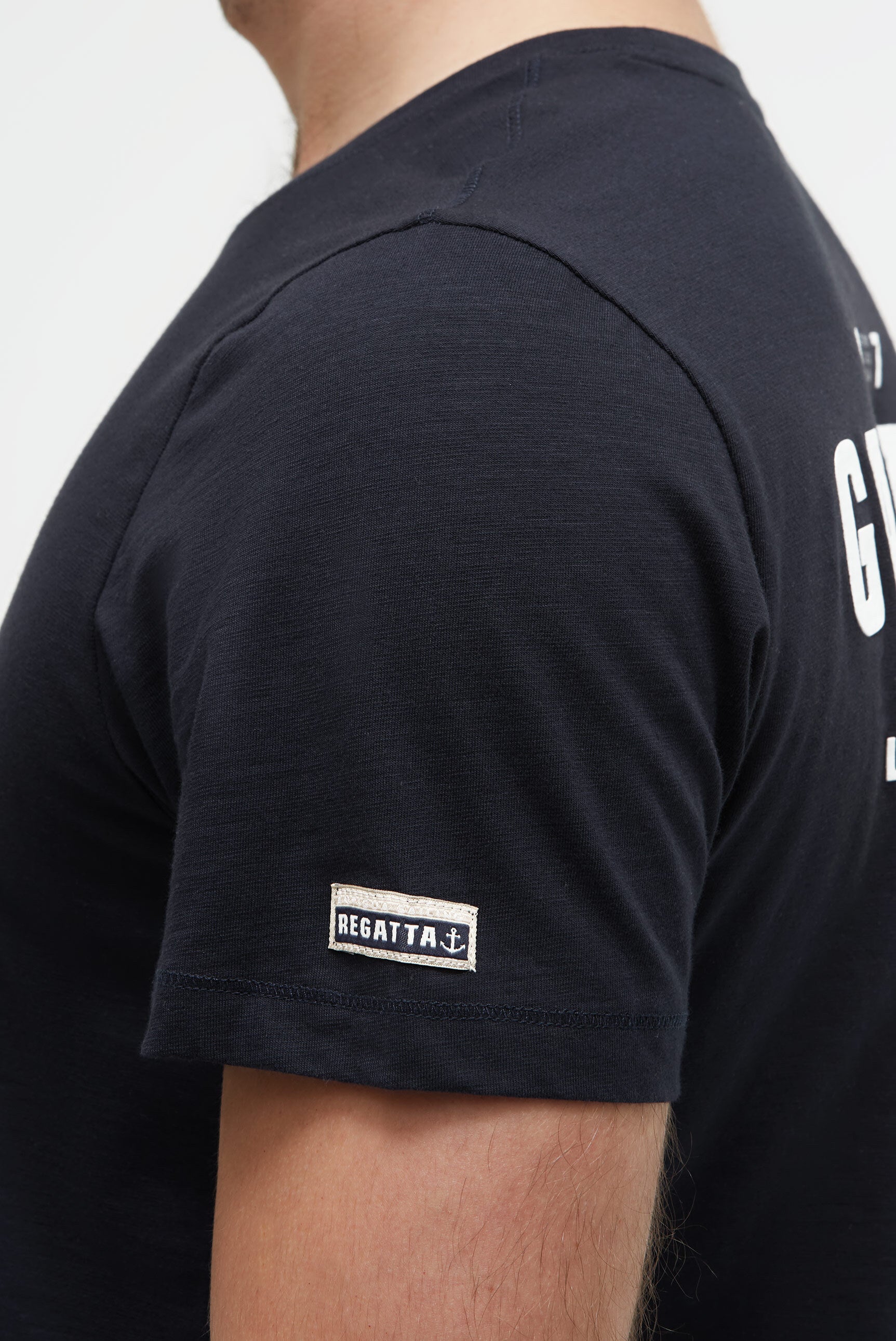 T-Shirt Rundhals mit Rubber Back Print blue navy