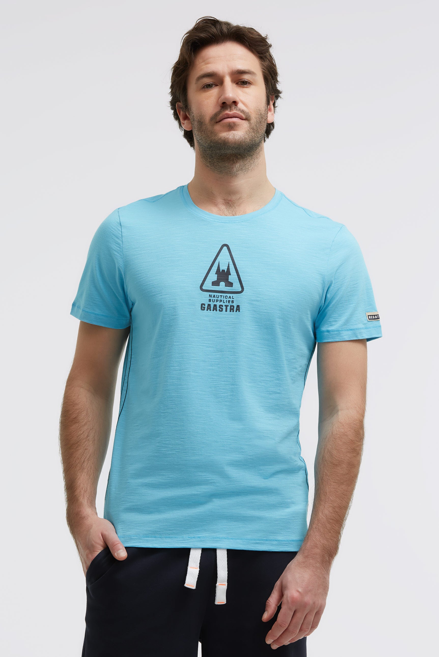 T-Shirt Rundhals mit Rubber Back Print aquarius