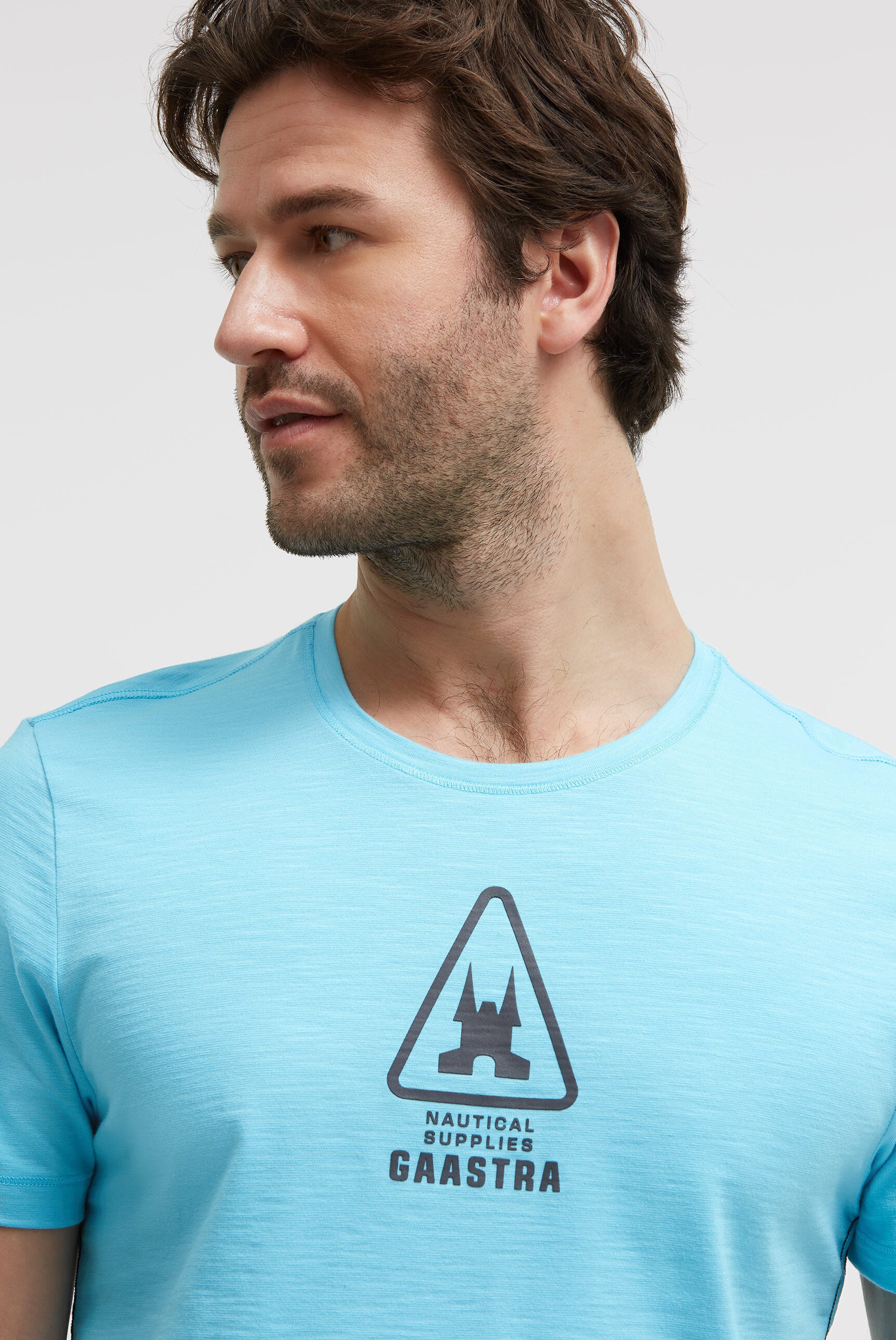 T-Shirt Rundhals mit Rubber Back Print aquarius