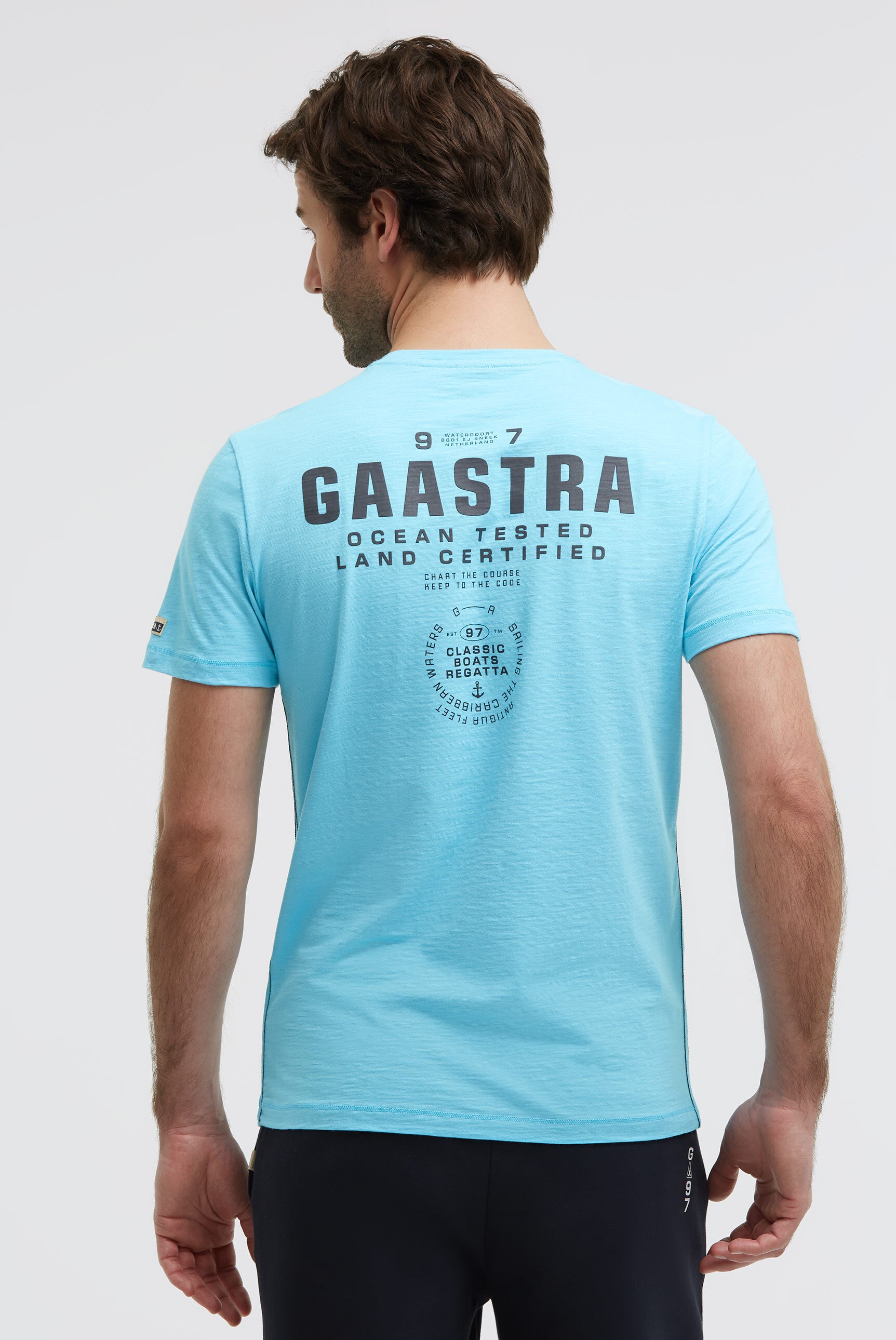 T-Shirt Rundhals mit Rubber Back Print aquarius