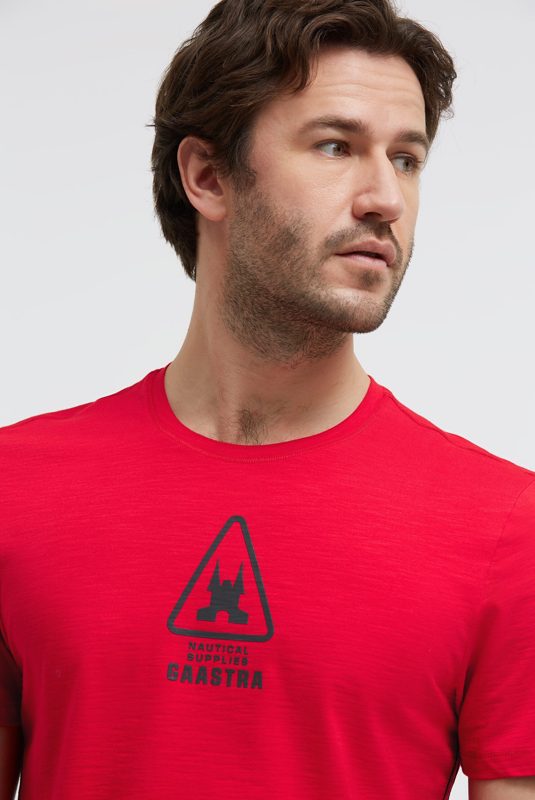 T-Shirt Rundhals mit Rubber Back Print core red