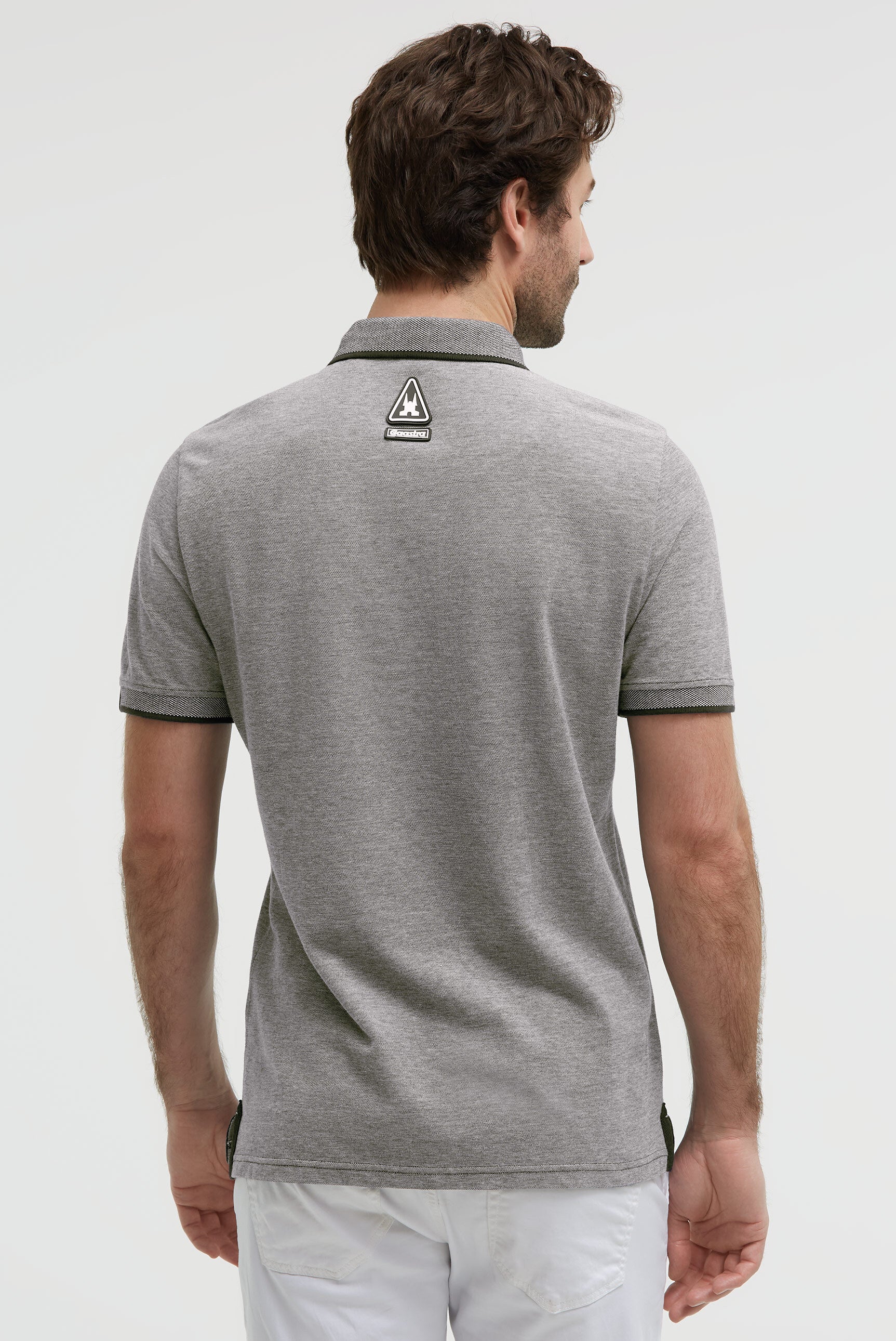 Kurzarmpolo aus Two Tone Oxford-Pikee blue navy