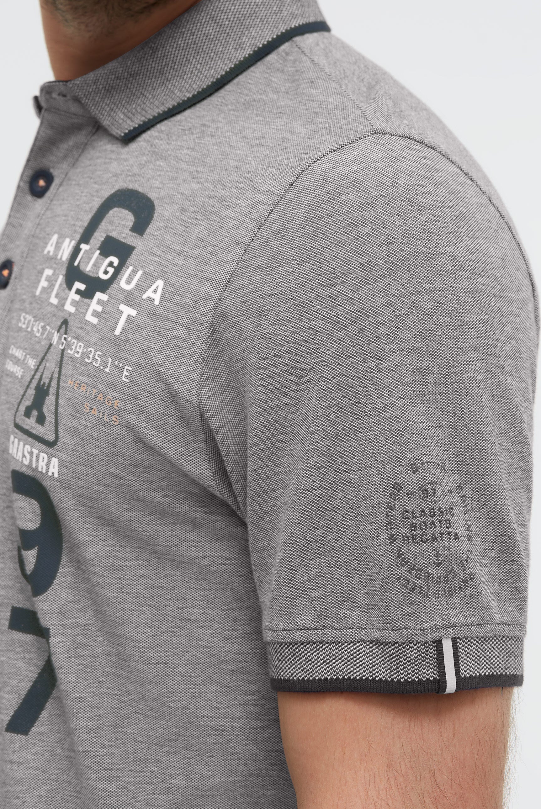 Kurzarmpolo aus Two Tone Oxford-Pikee blue navy