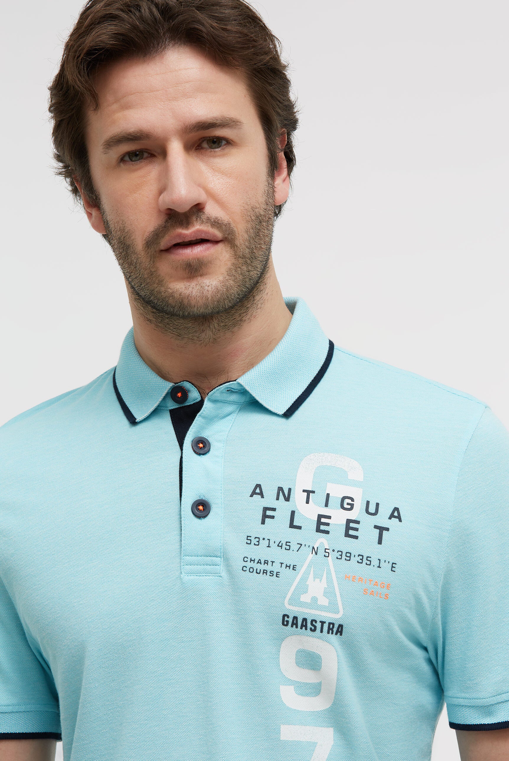 Kurzarmpolo aus Two Tone Oxford-Pikee aquarius