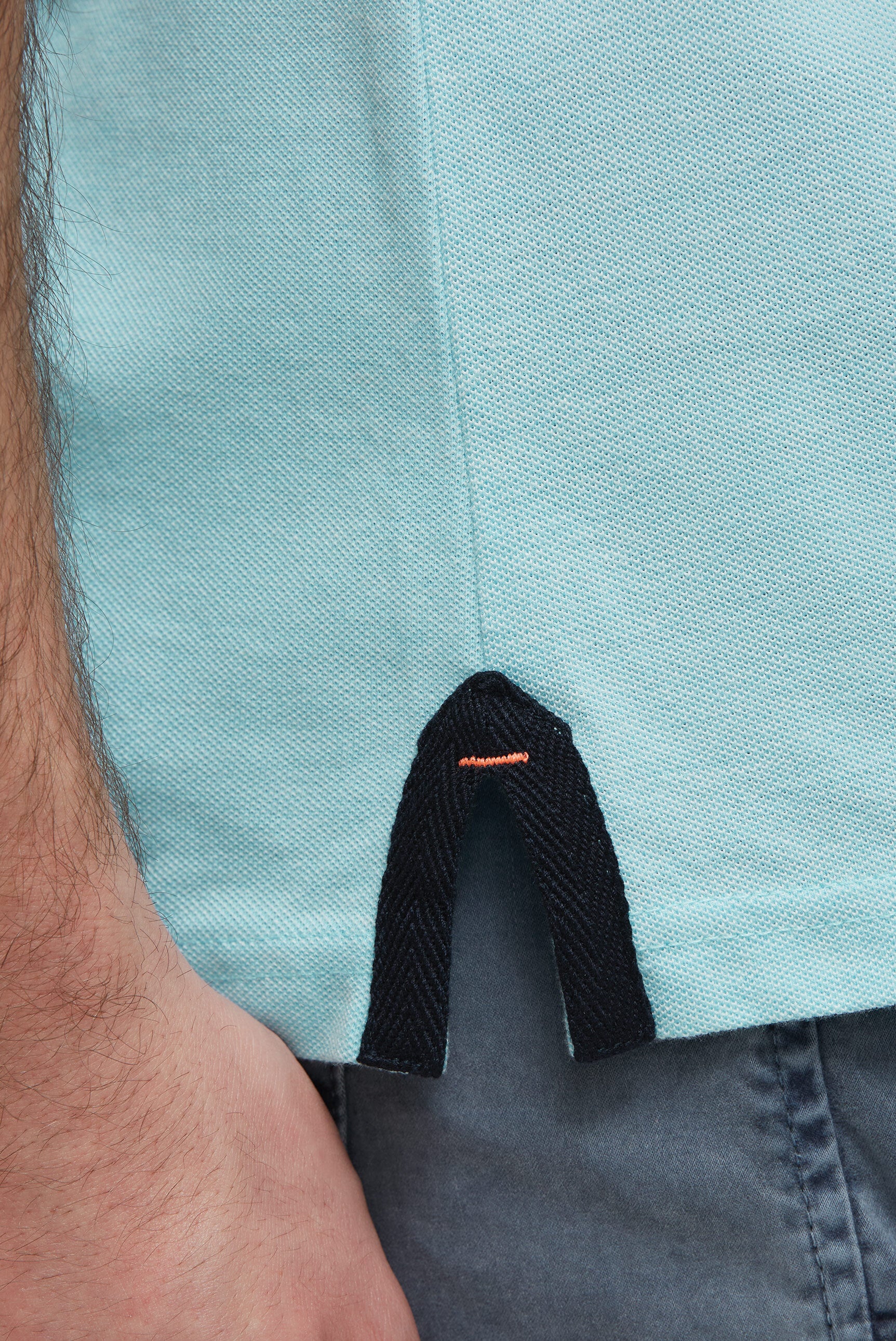 Kurzarmpolo aus Two Tone Oxford-Pikee aquarius