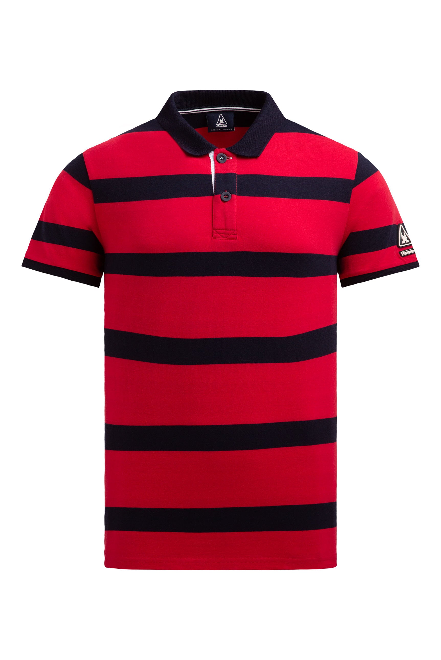 Kurzarmpolo mit Streifen-Design und Patches core red