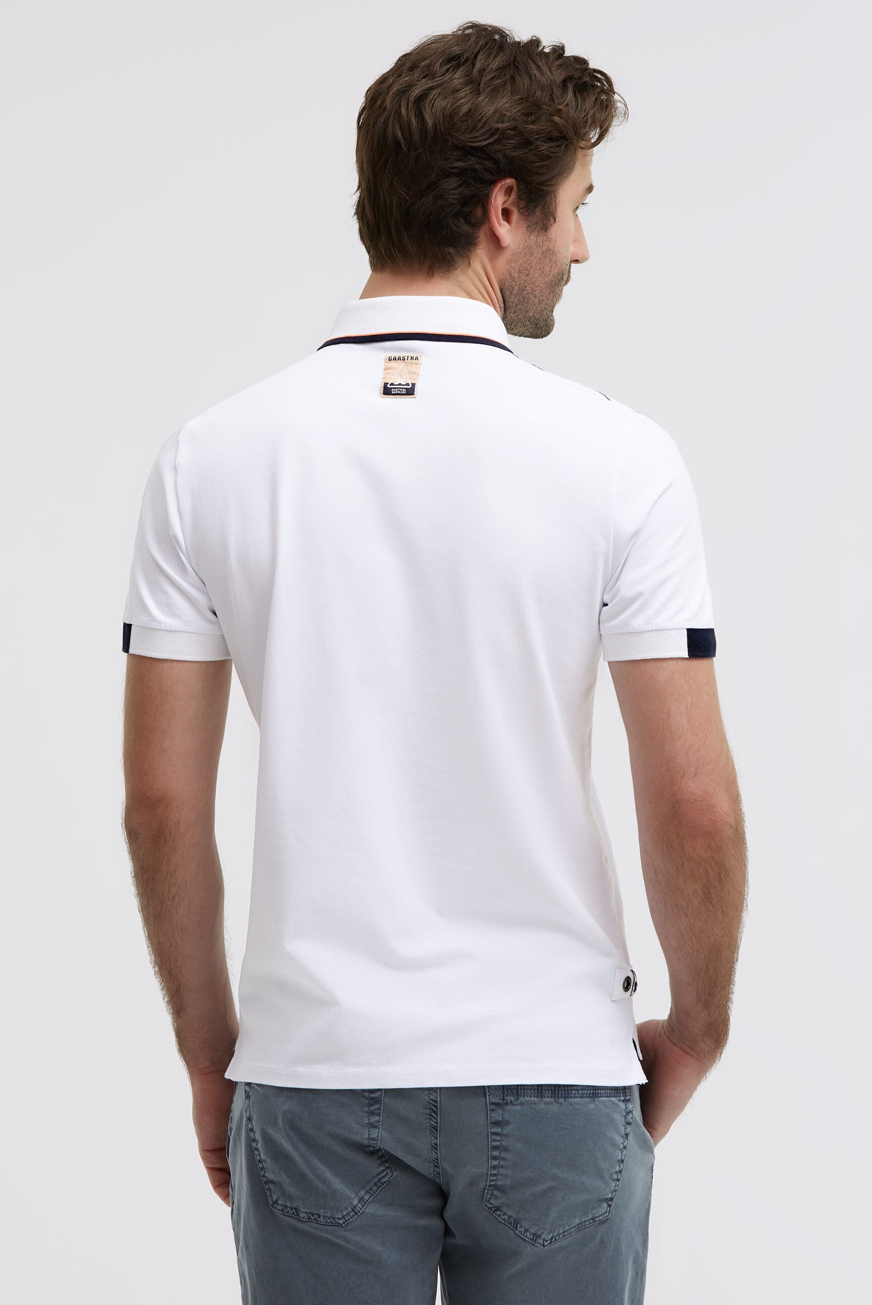 Poloshirt Kurzarm mit Artwork und Canvas-Patches opticwhite