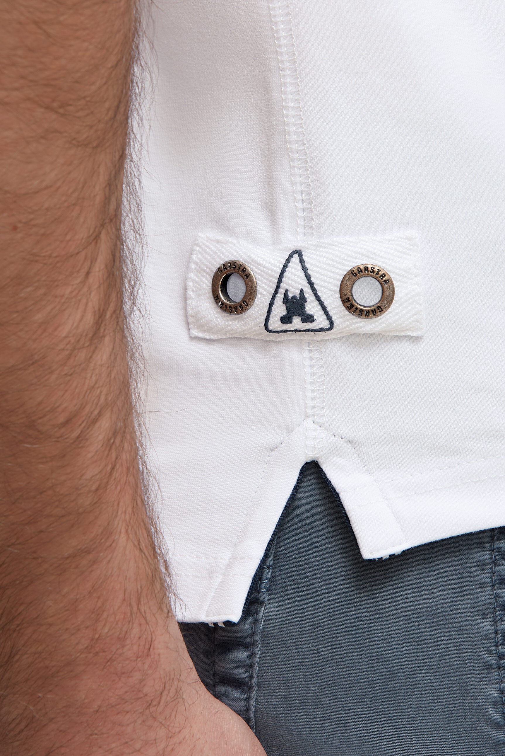 Poloshirt Kurzarm mit Artwork und Canvas-Patches opticwhite