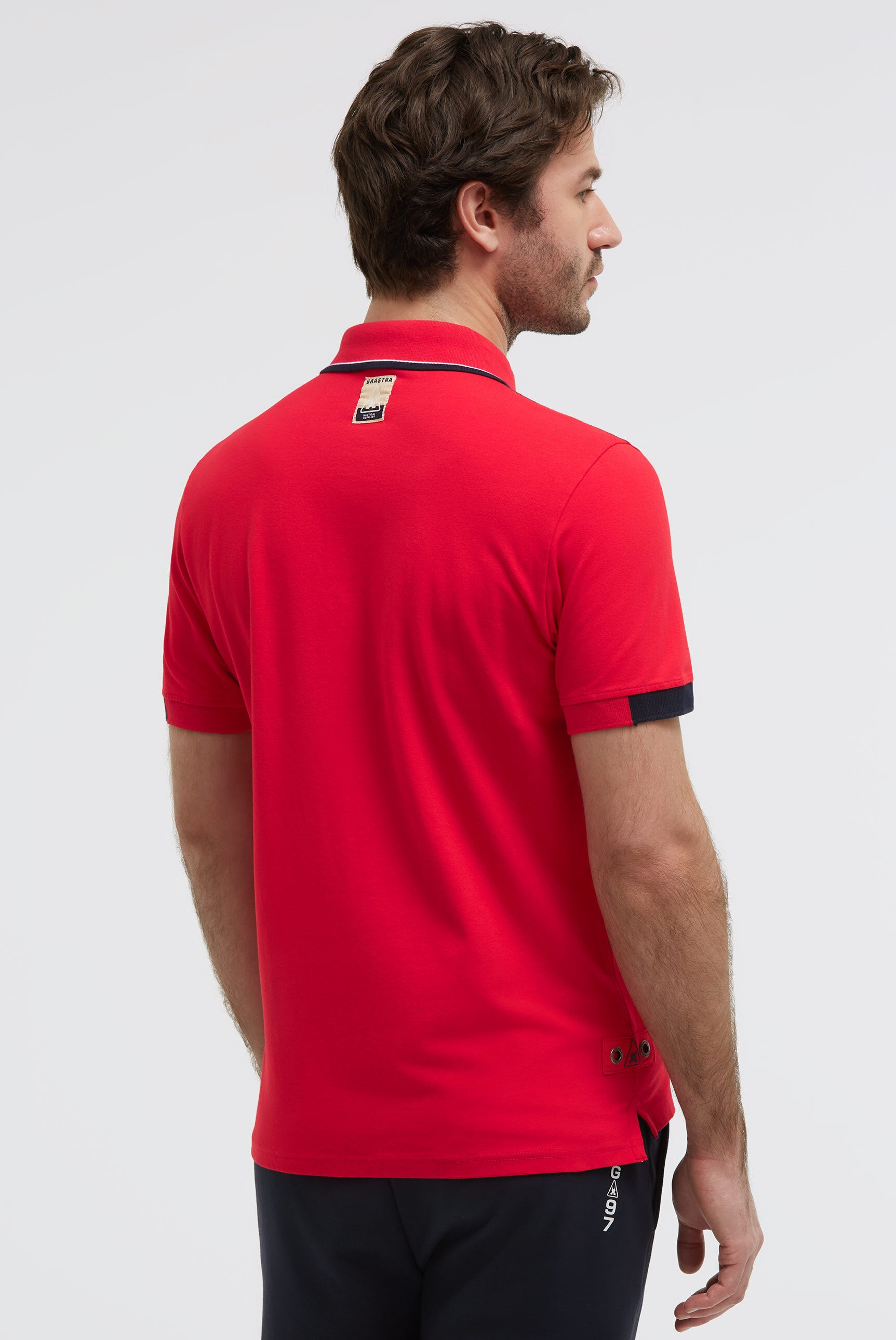 Poloshirt Kurzarm mit Artwork und Canvas-Patches core red
