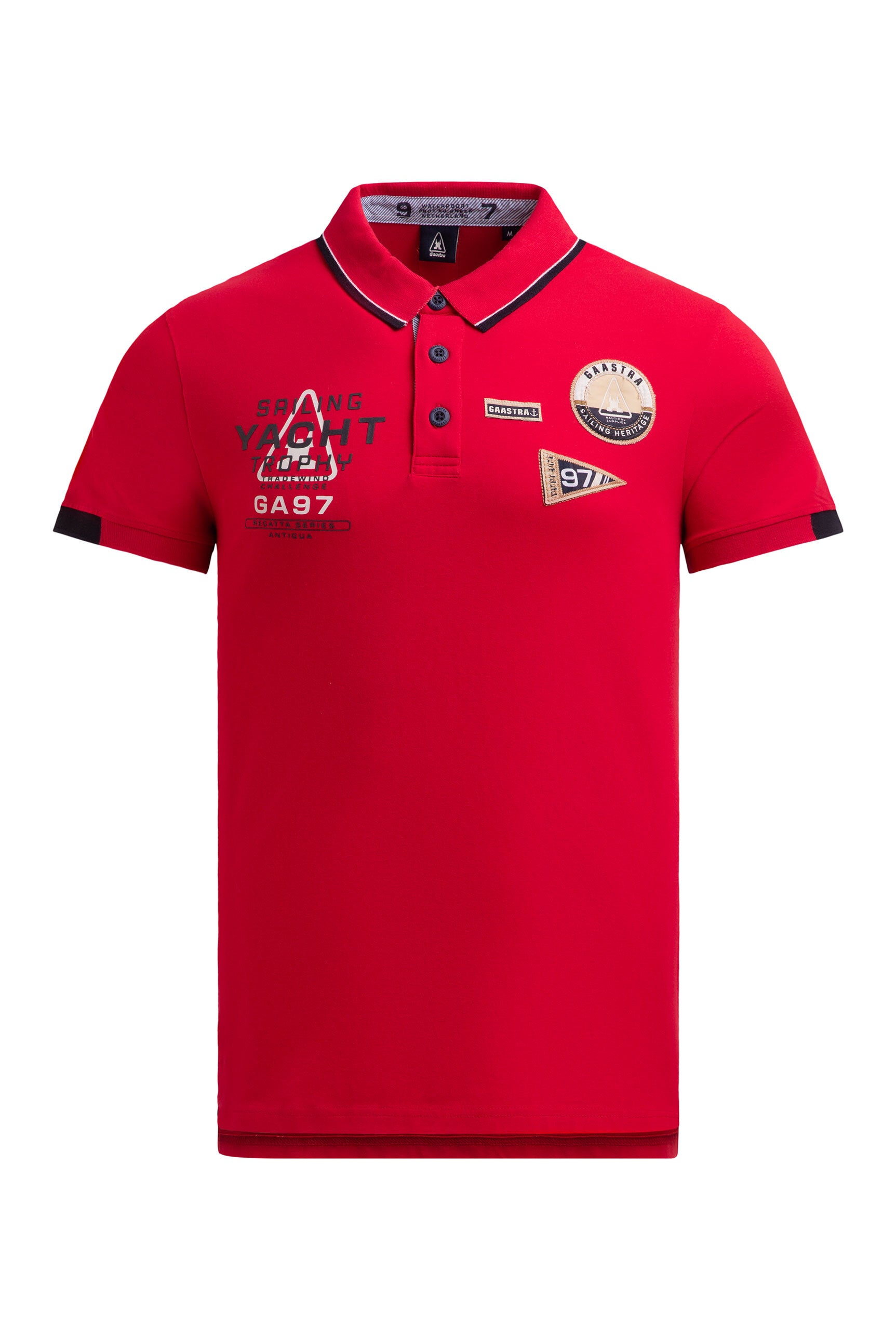 Poloshirt Kurzarm mit Artwork und Canvas-Patches core red
