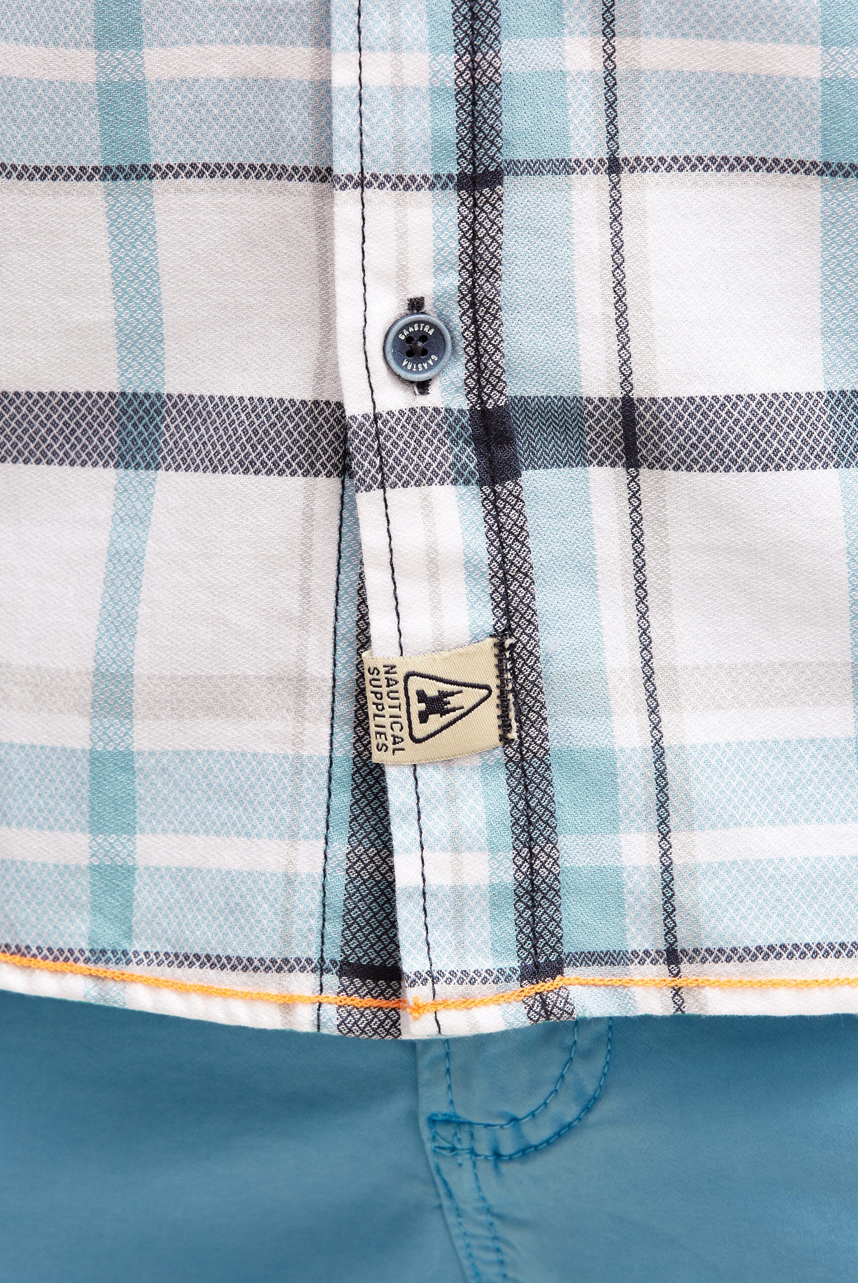 Karohemd Langarm mit Webstruktur und Artwork ivory / navy