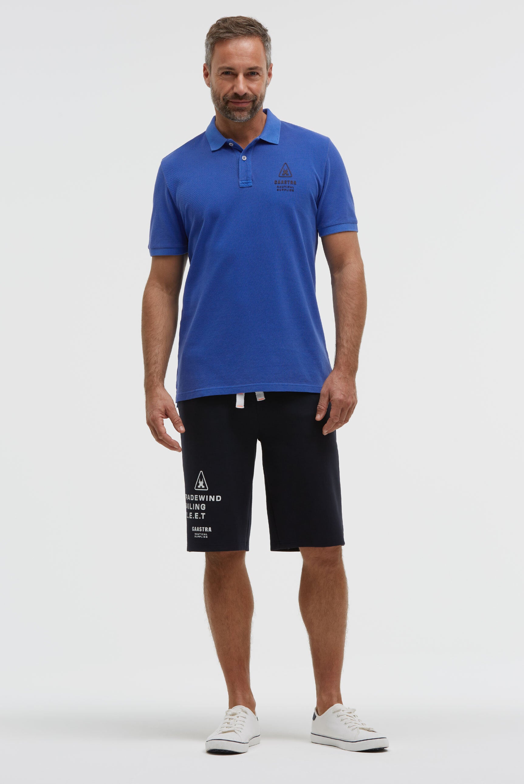 Poloshirt Kurzarm aus Pikee mit Rubber Logo blue horizon