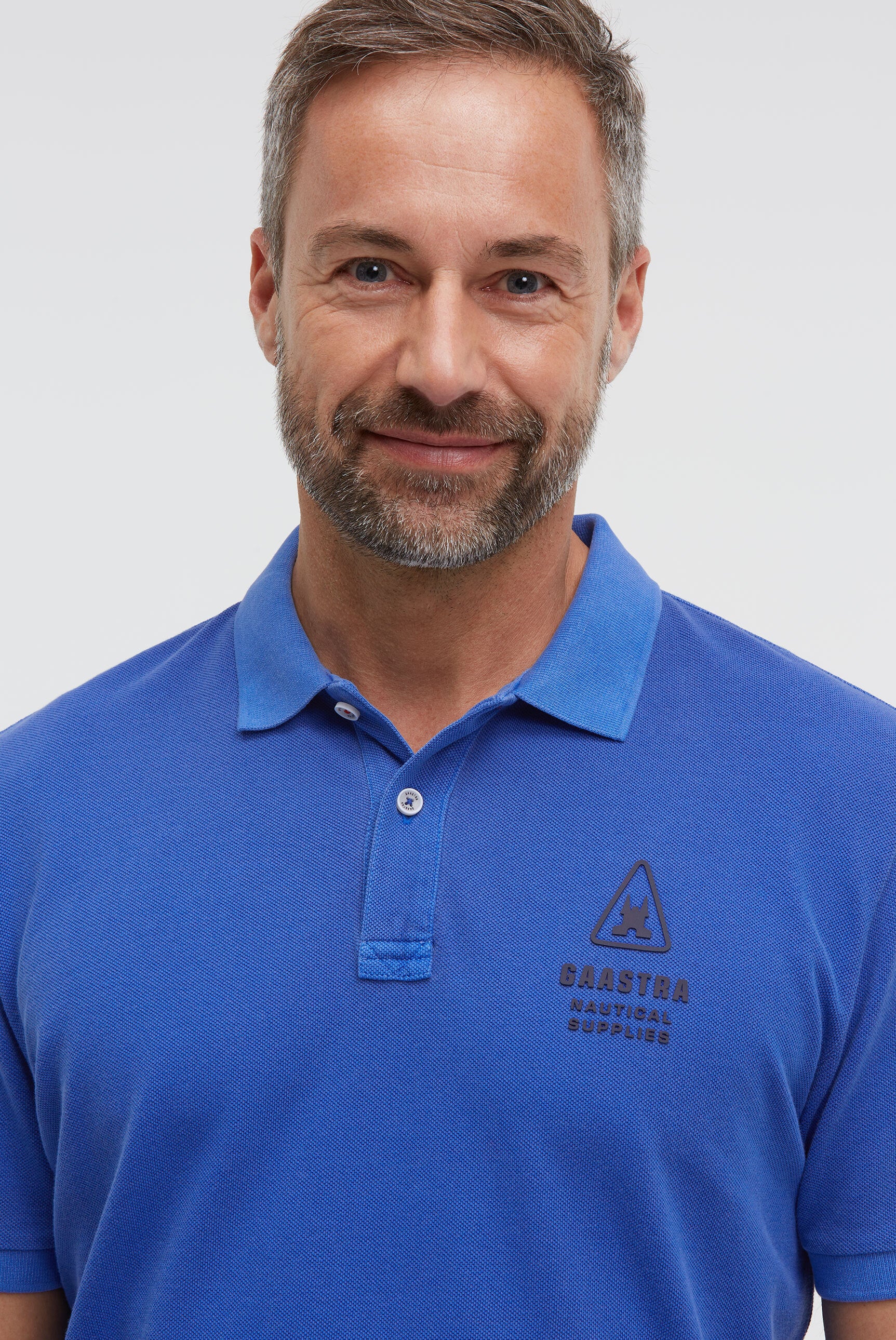 Poloshirt Kurzarm aus Pikee mit Rubber Logo blue horizon
