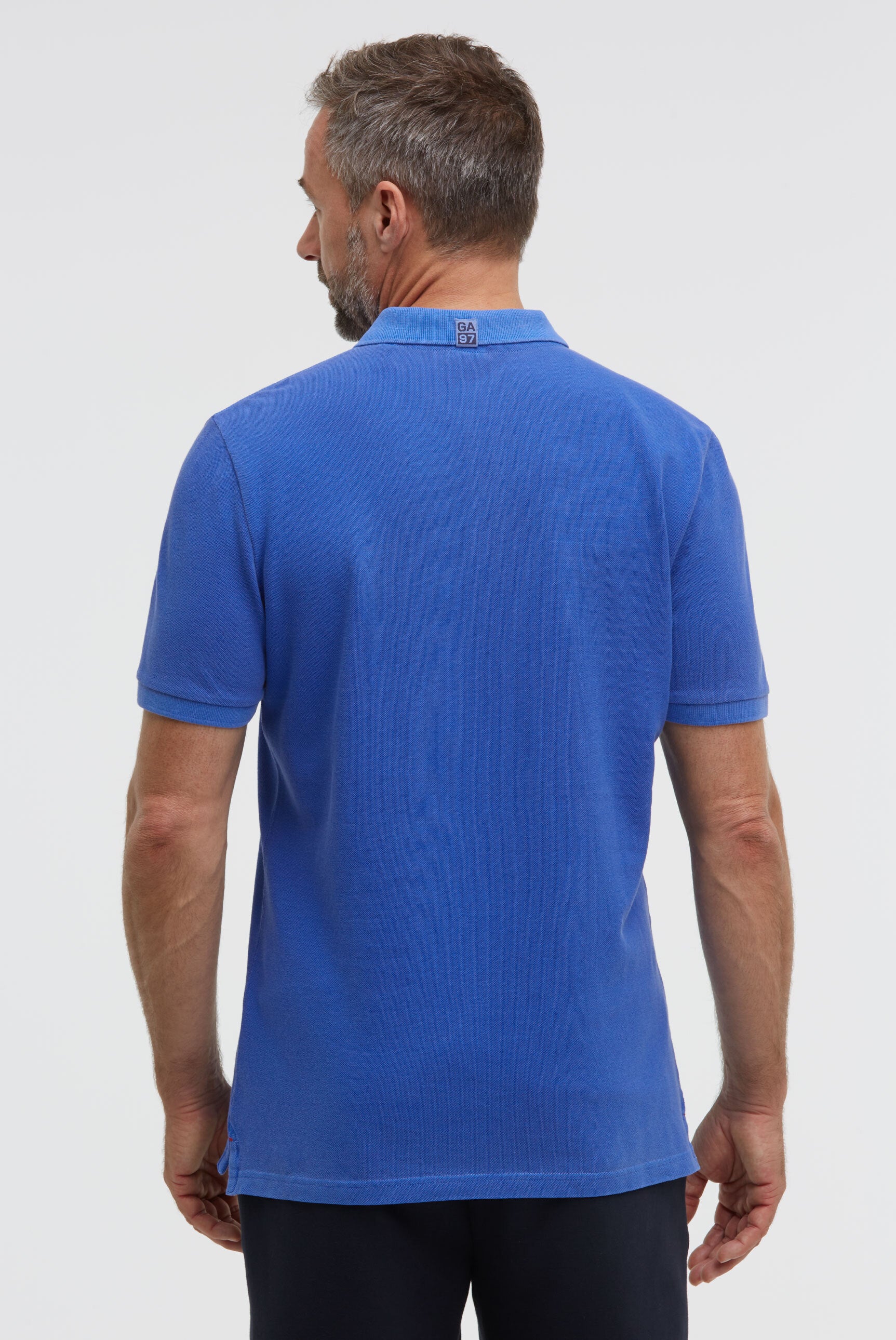 Poloshirt Kurzarm aus Pikee mit Rubber Logo blue horizon