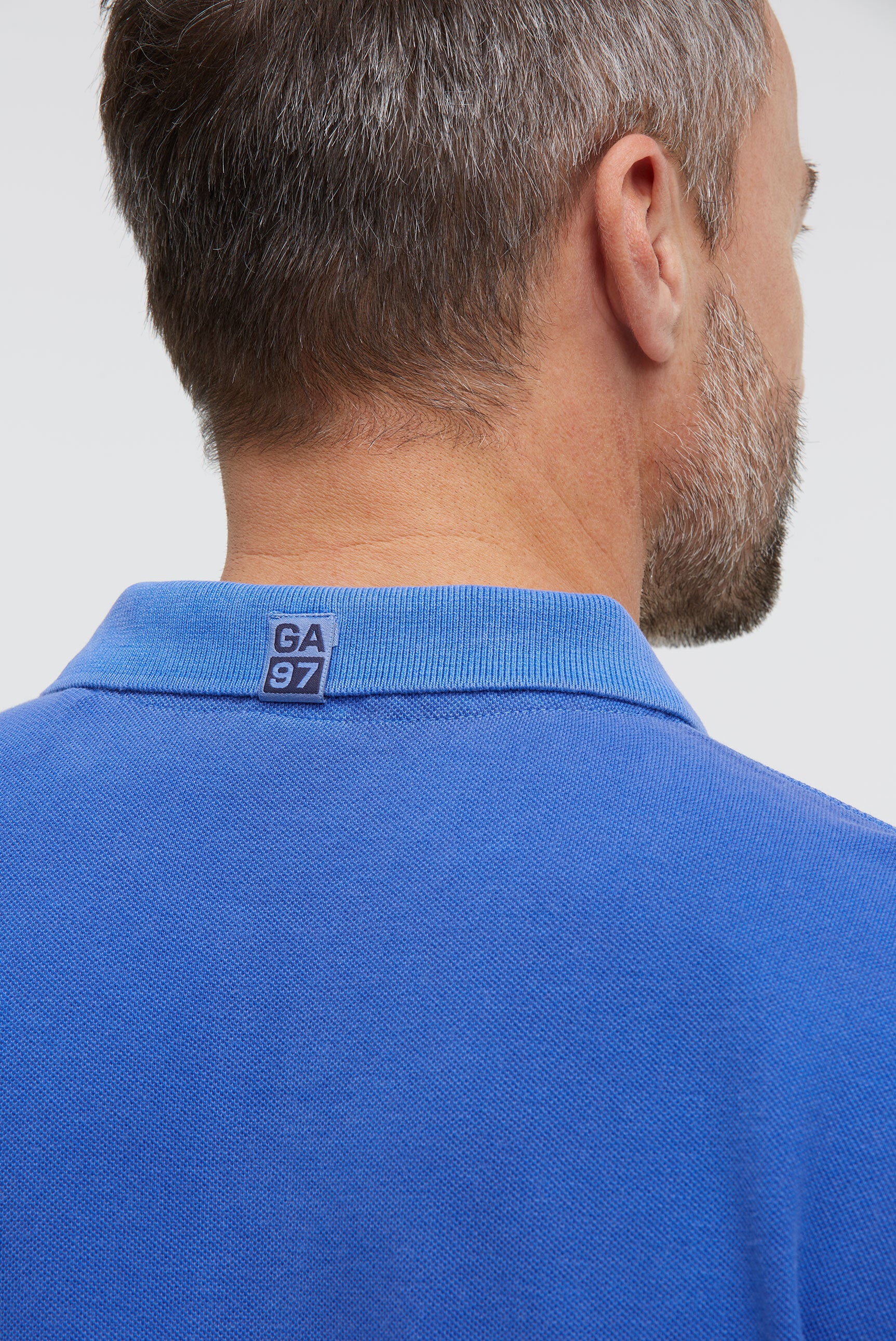 Poloshirt Kurzarm aus Pikee mit Rubber Logo blue horizon