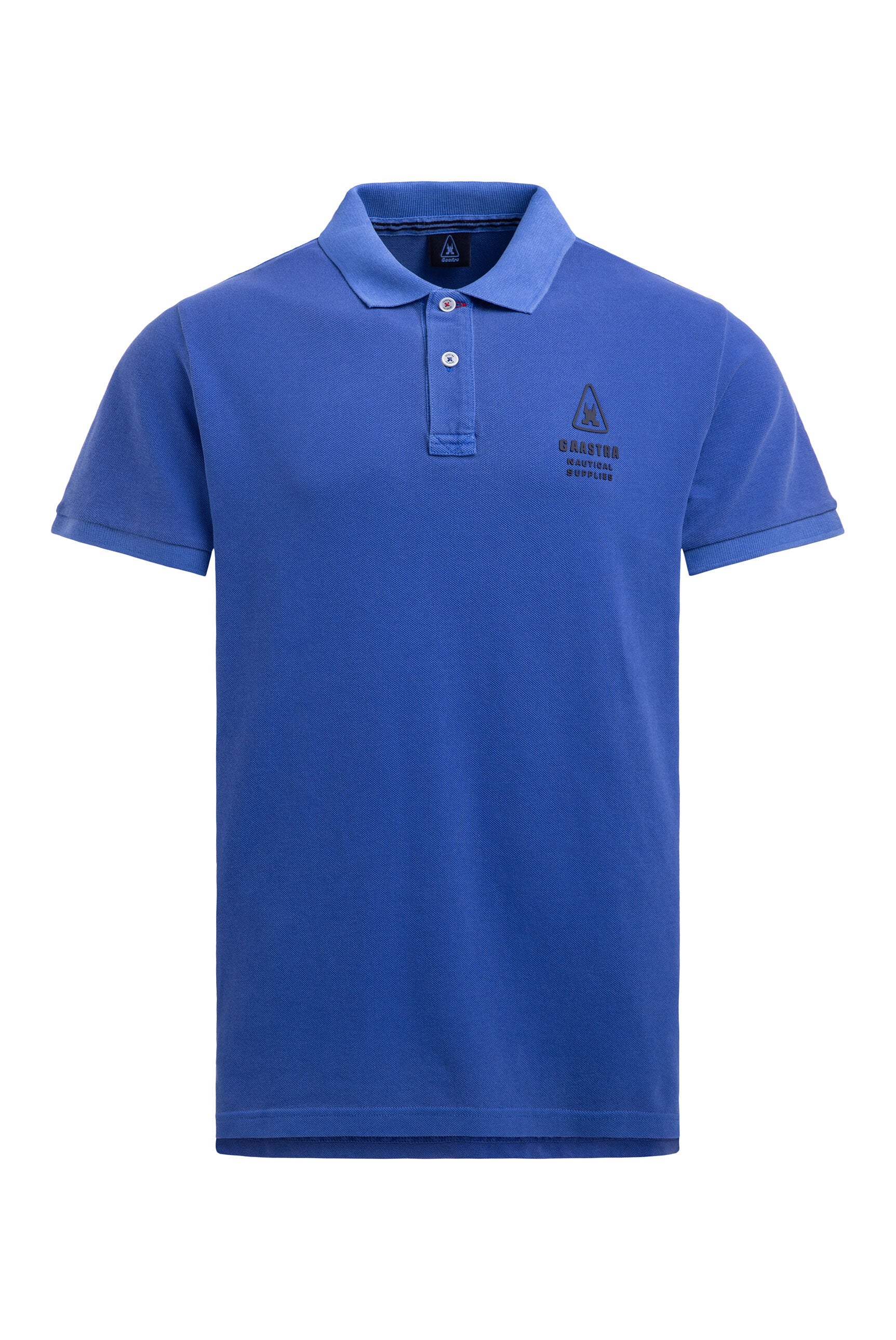 Poloshirt Kurzarm aus Pikee mit Rubber-Print blue horizon