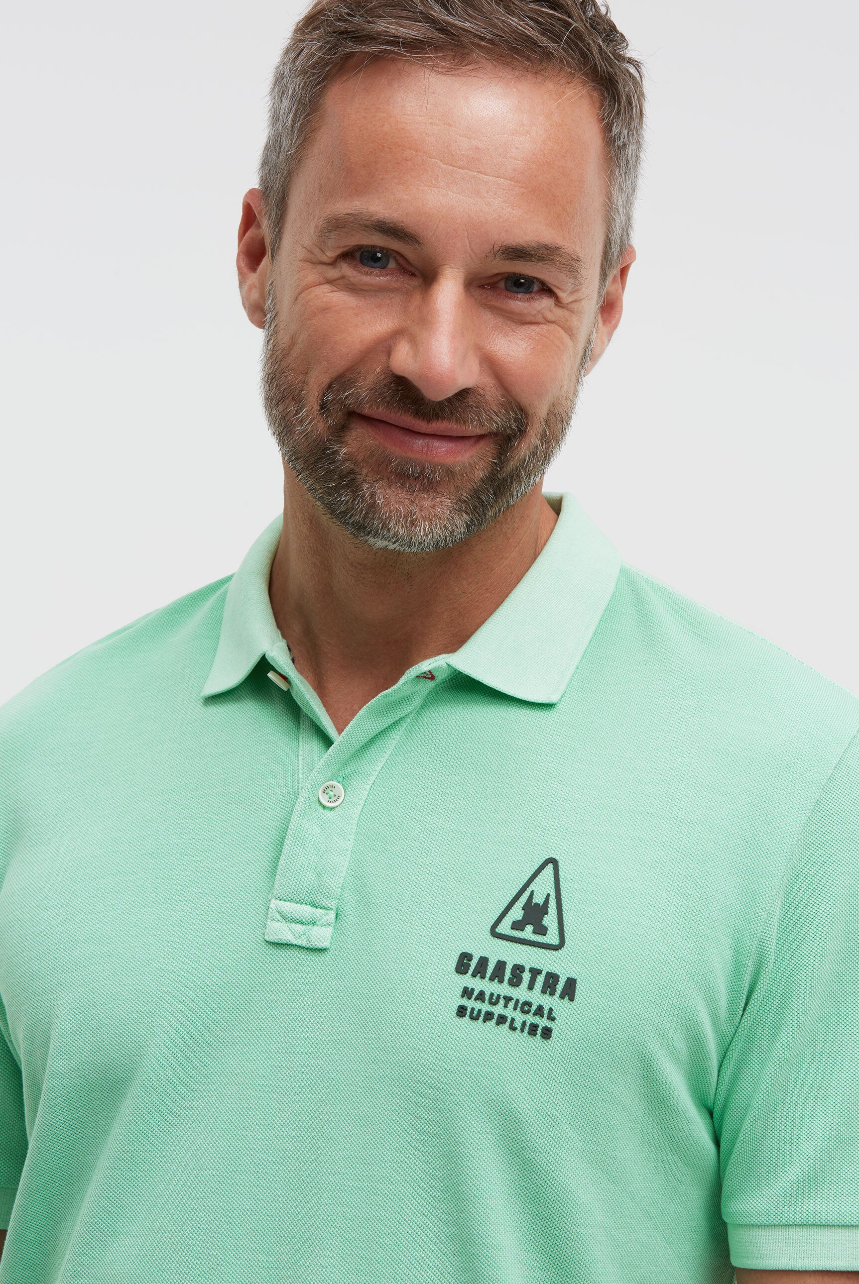 Poloshirt Kurzarm aus Pikee mit Rubber Logo reef green