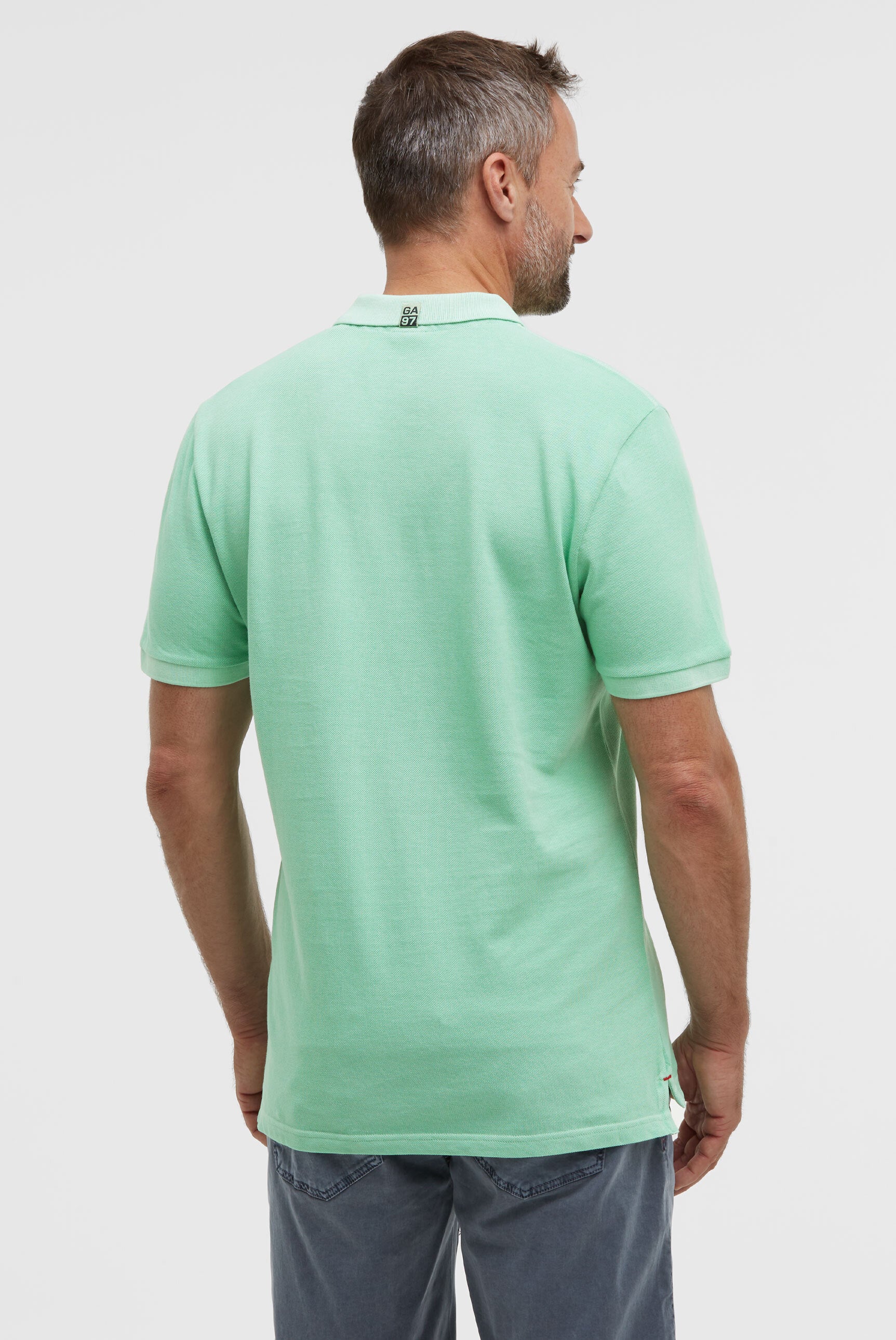 Poloshirt Kurzarm aus Pikee mit Rubber Logo reef green
