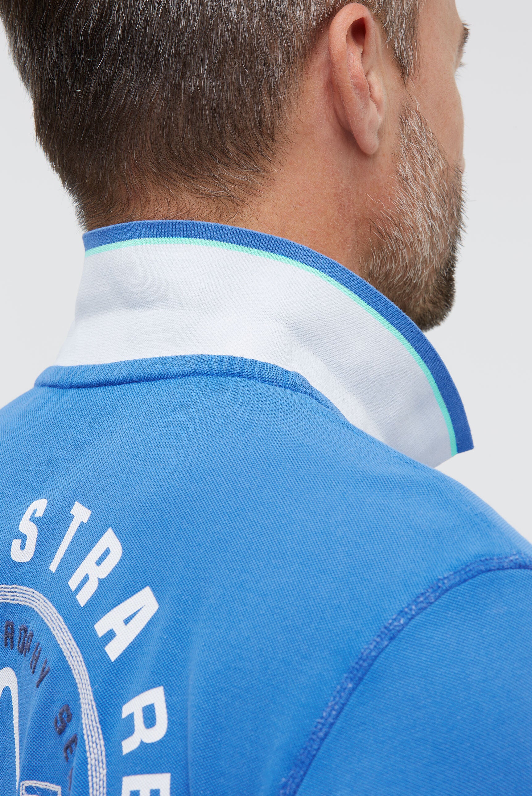 Poloshirt aus Pikee mit Back Artwork blue horizon