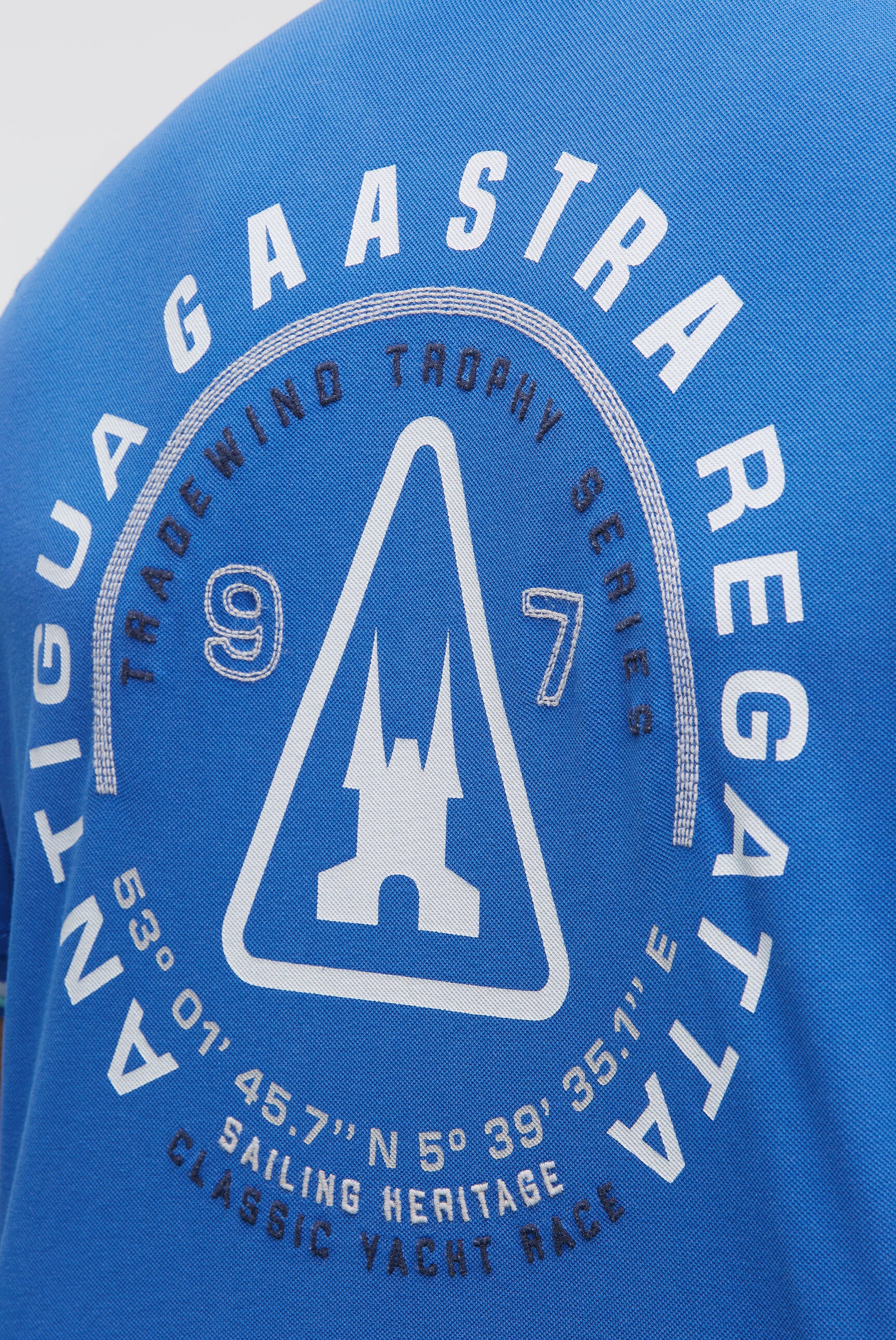 Poloshirt aus Pikee mit Back Artwork blue horizon