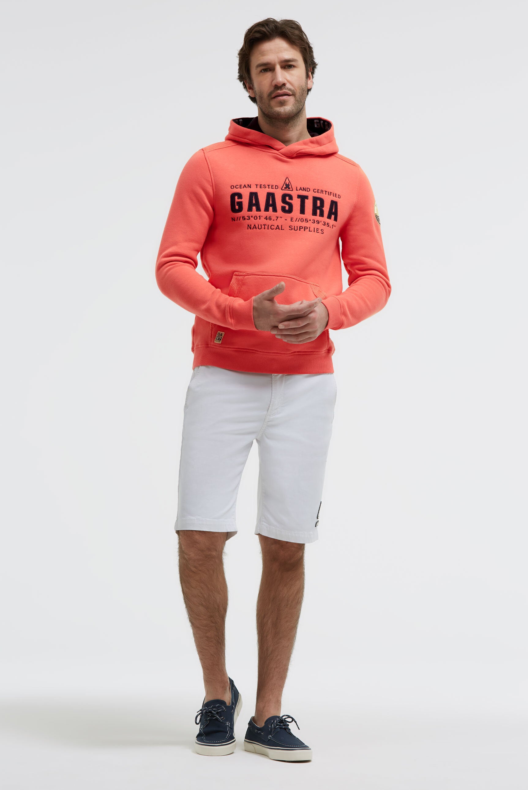 Hoodie mit Logo-Applikation und Tapes coral bay