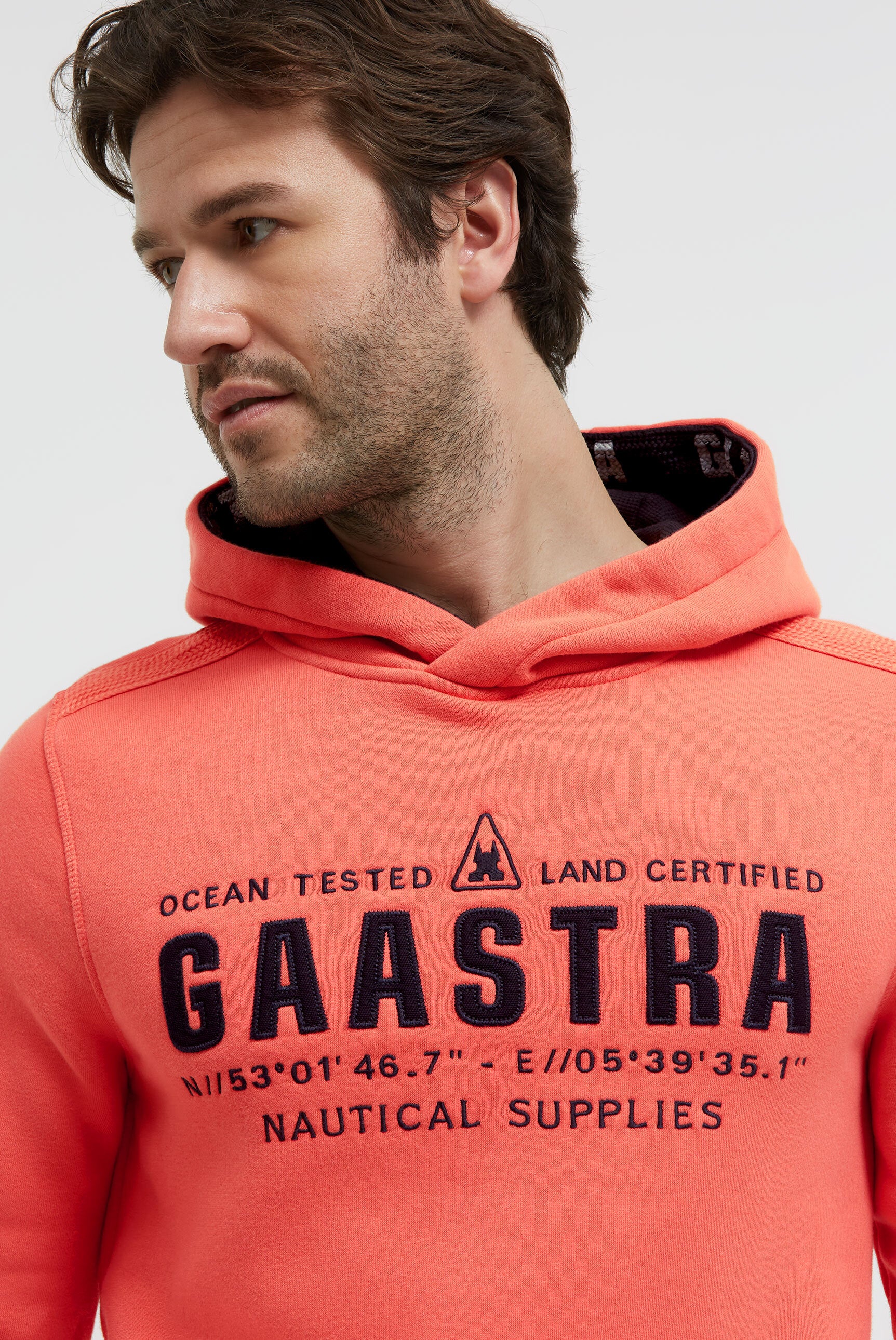 Hoodie mit Logo-Applikation und Tapes coral bay