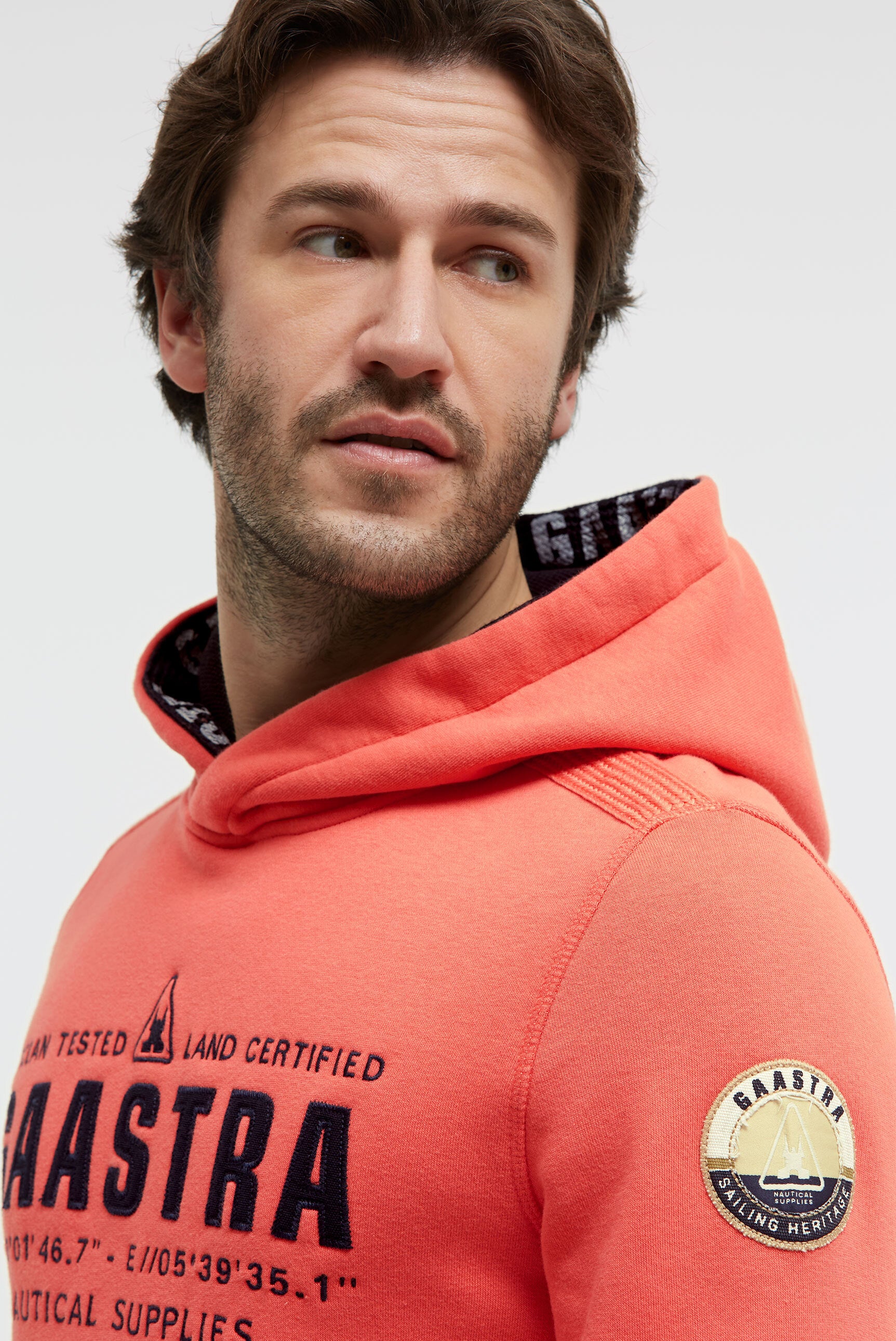Hoodie mit Logo-Applikation und Tapes coral bay