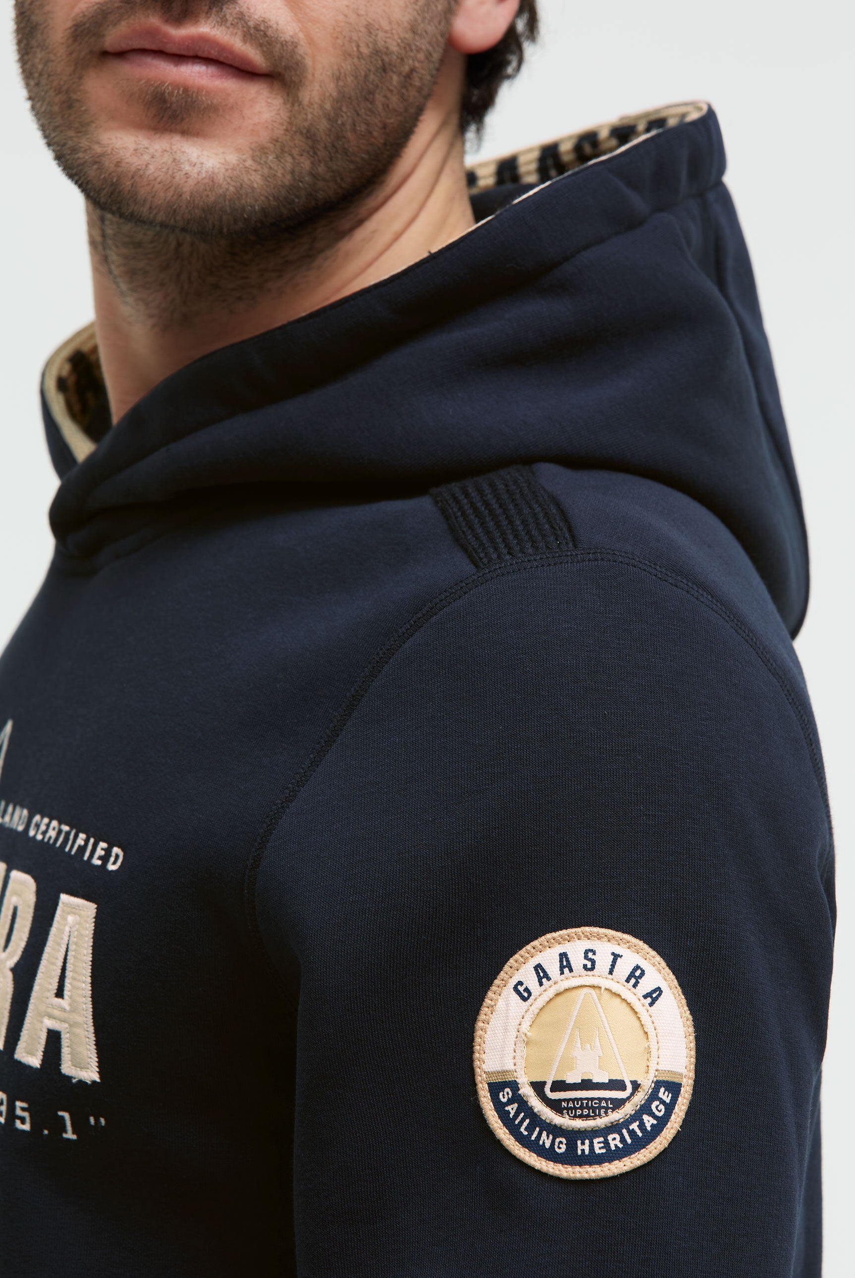 Hoodie with logo appliqué and tapes