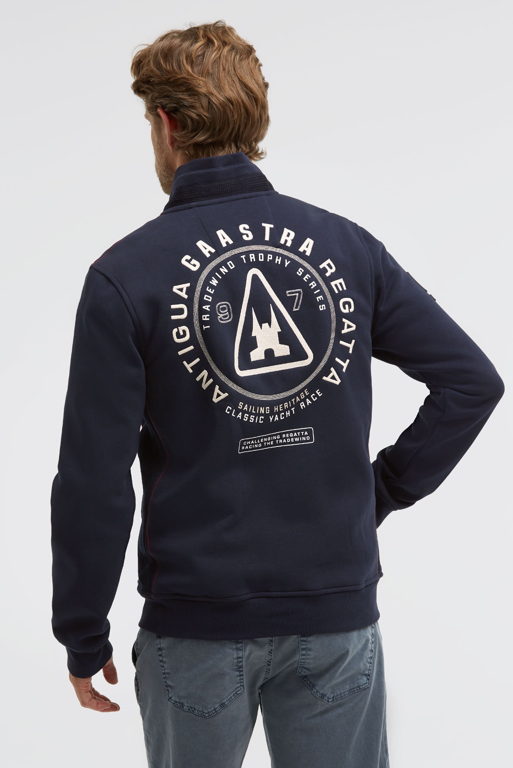 Sweatjacke mit Artworks und tonigen Tapes blue navy