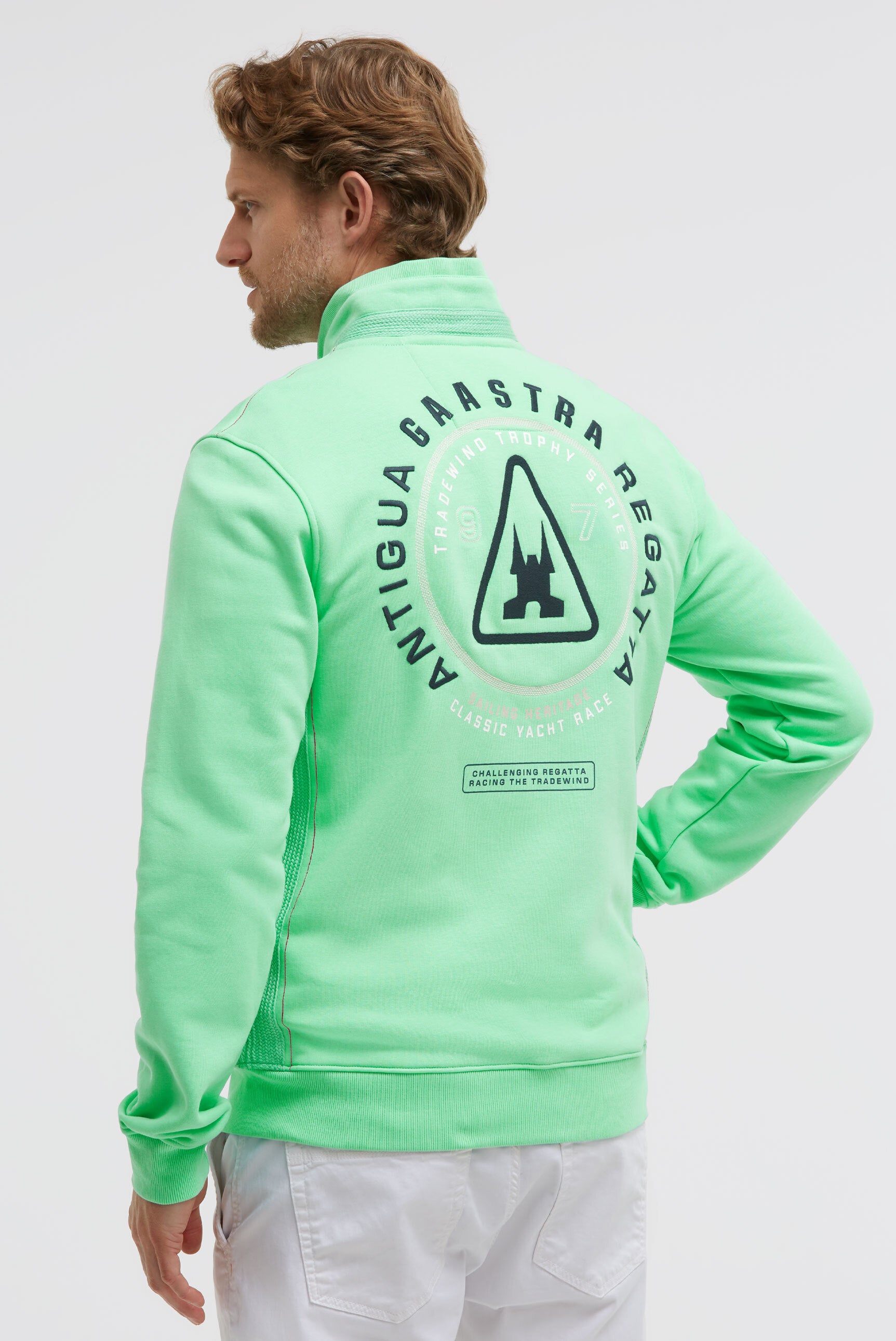 Sweatjacke mit Artworks und tonigen Tapes reef green