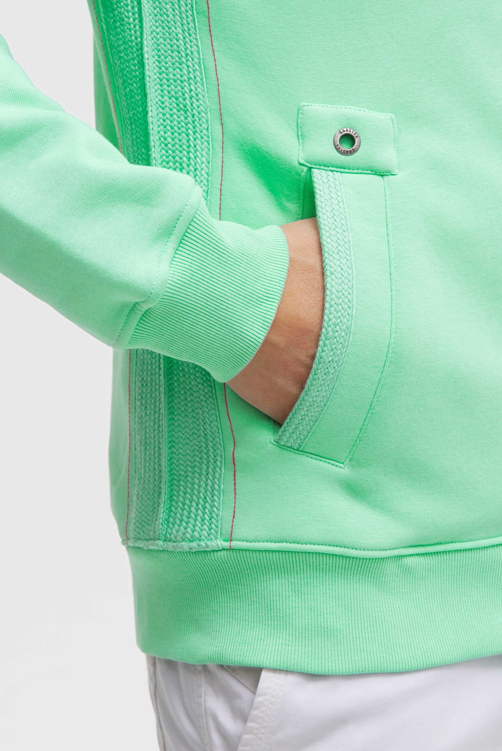 Sweatjacke mit Artworks und tonigen Tapes reef green
