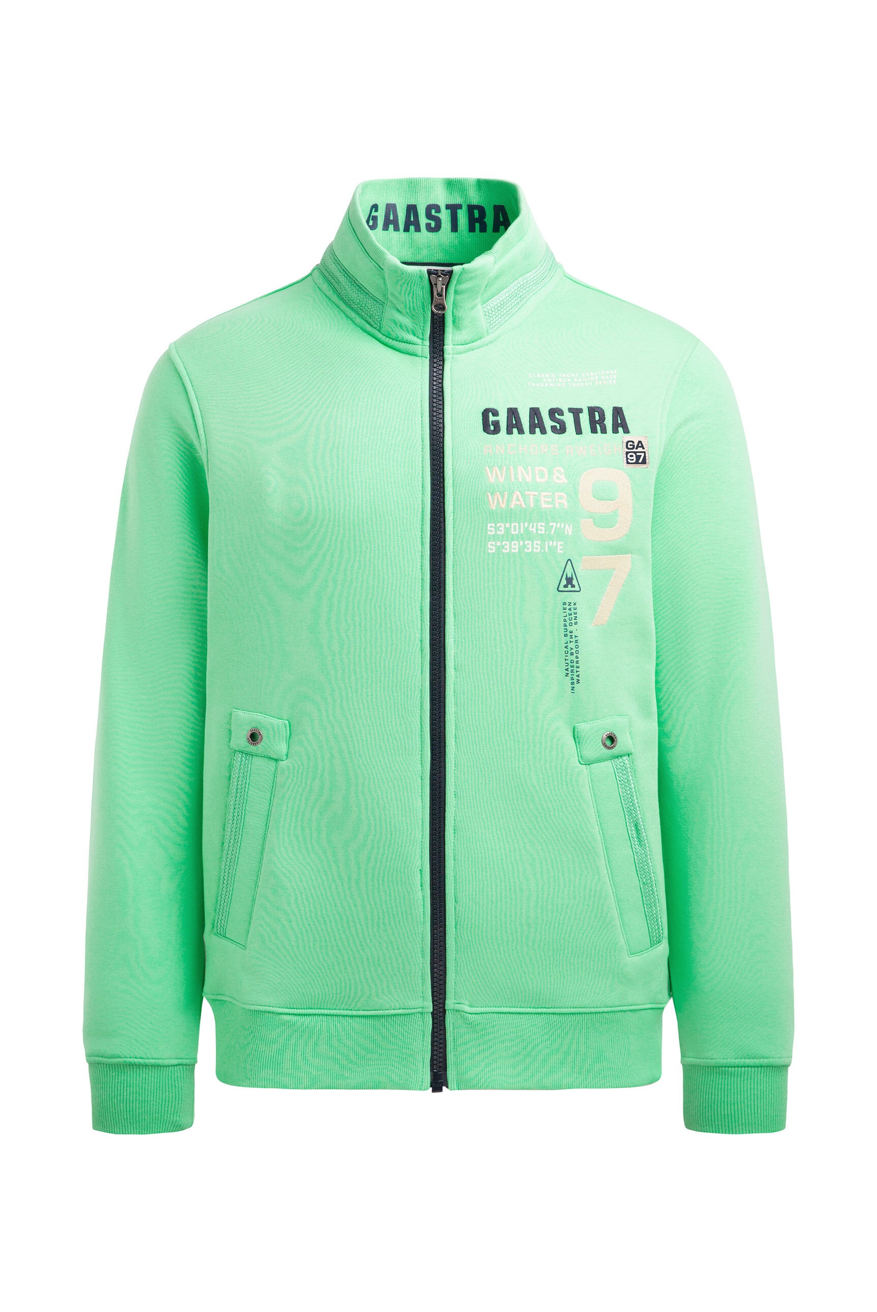 Sweatjacke mit Artworks und tonigen Tapes reef green