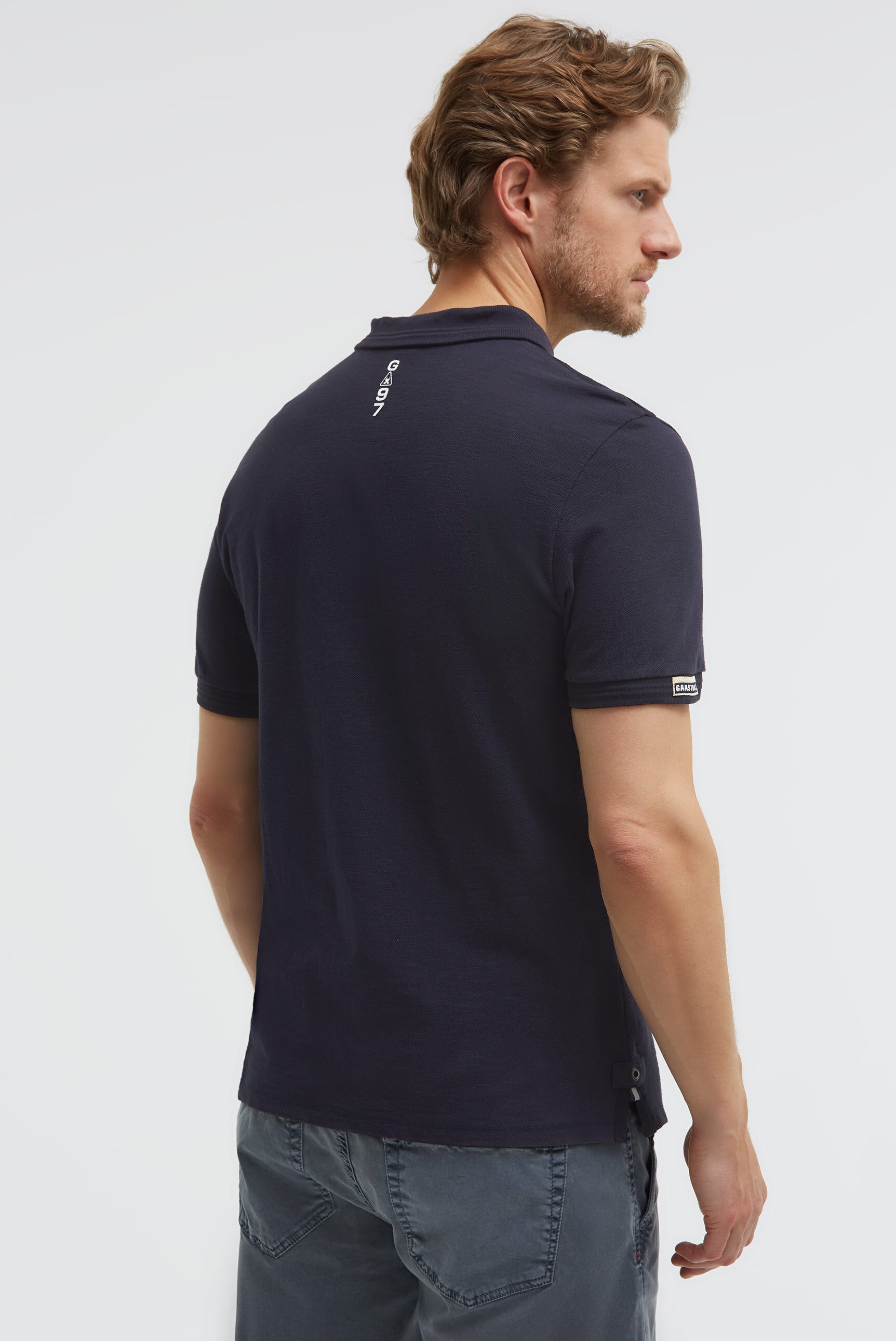 Poloshirt aus Pikee Slub mit Rubber Artwork blue navy